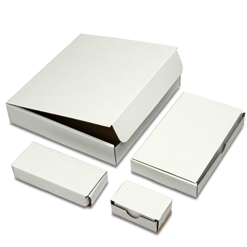 50 Pack White Tuck Top Boxes 8x8x4 Inches - Corrugated Cardboard Storage Boxes for Shipping, Packaging, and Organizing Small Items