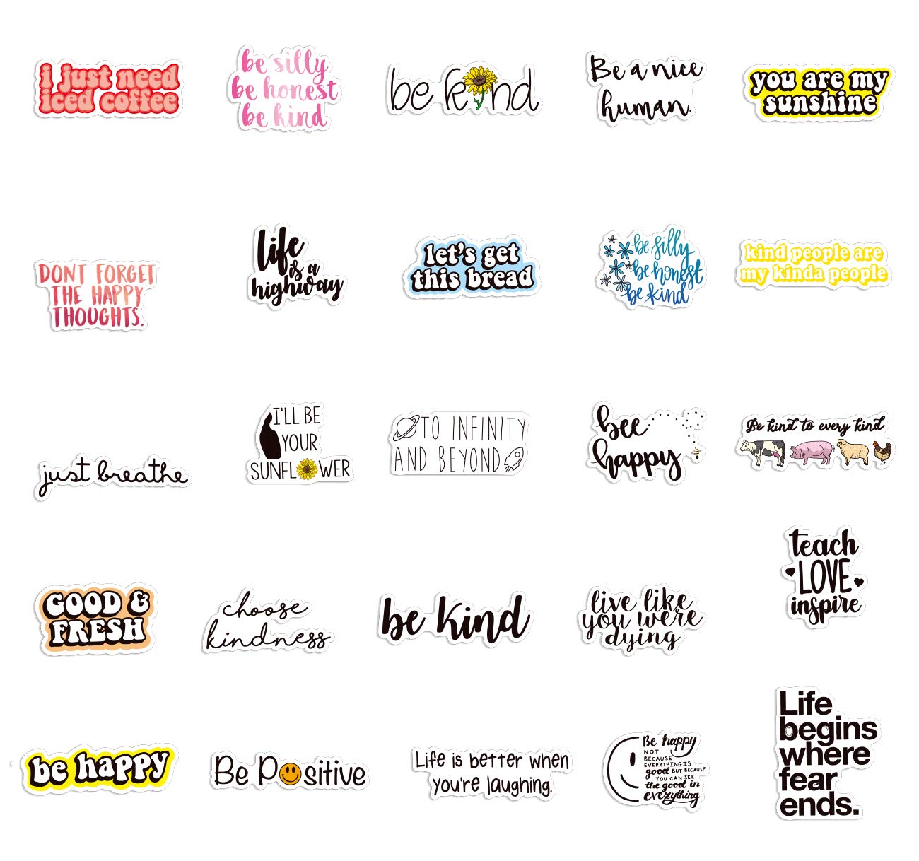 100pcs Motivational Stickers - Waterproof Vinyl Decals for Water Bottles & Laptops - Students & Teachers