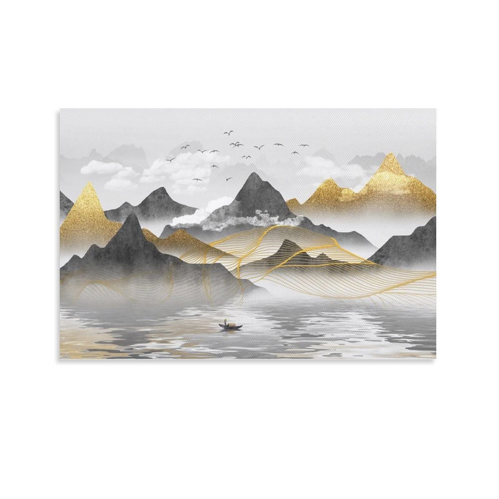 Abstract Wall Art Painting Sunrise and Sunset - Modern Art Deco Poster Canvas Print for Home Decor - 16x24 Inches (40x60cm) Unframed - Perfect for Bedroom, Living Room, Office & Dorm Wall Decor