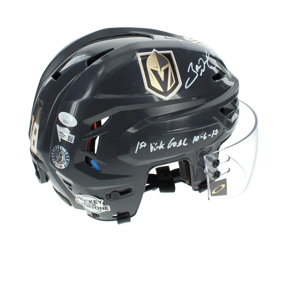Authentic James Neal Signed Vegas Golden Knights Game-Used Grey Hockey Helmet with 