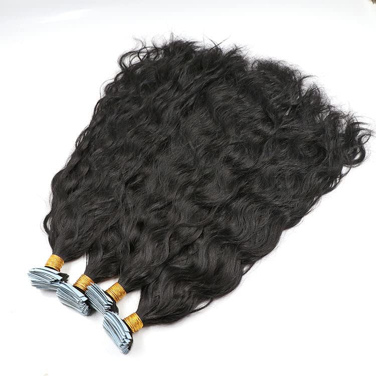 Long Natural Wavy Human Hair Extensions - Brazilian Remy Skin Weft Hair with Adhesive Tape (100g, 40pcs, 30inch, Jet Black) for Styling, Volume & Length - Perfect for Parties, Weddings & Daily Wear