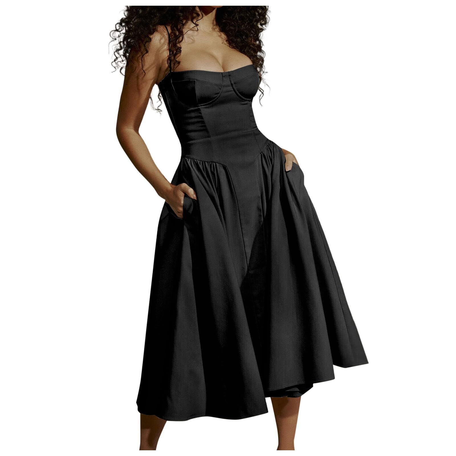 **Elegant White Sleeveless Prom Dress for Women 2024 – Square Neck Wrap Flare Graduation Gown | Perfect for Homecoming, Parties & Formal Events**