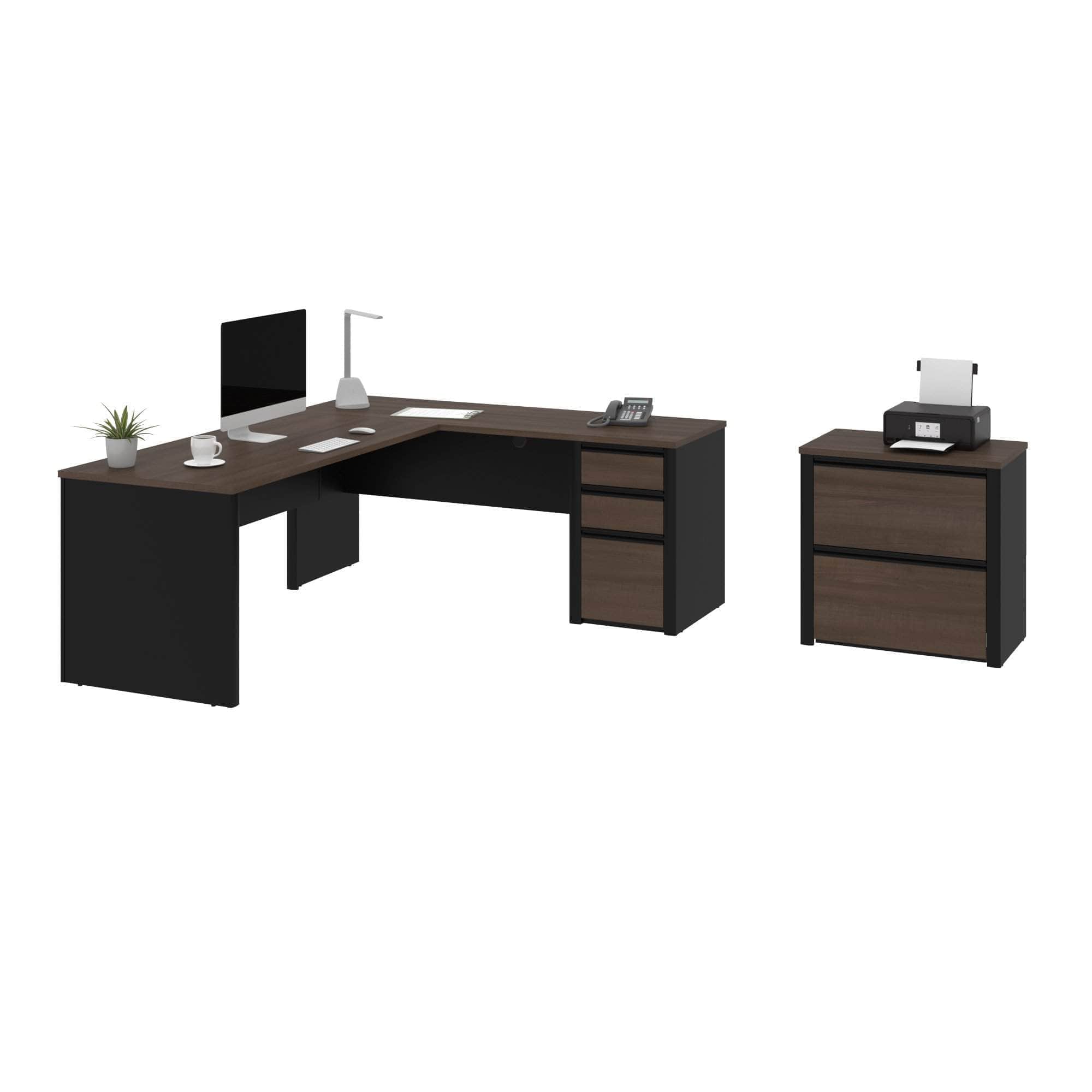 Connexion 2-Piece Office Furniture Set - L-Shaped Desk with Lateral File Cabinet in 2 Colors | Perfect for Home Office & Small Workspace Organization