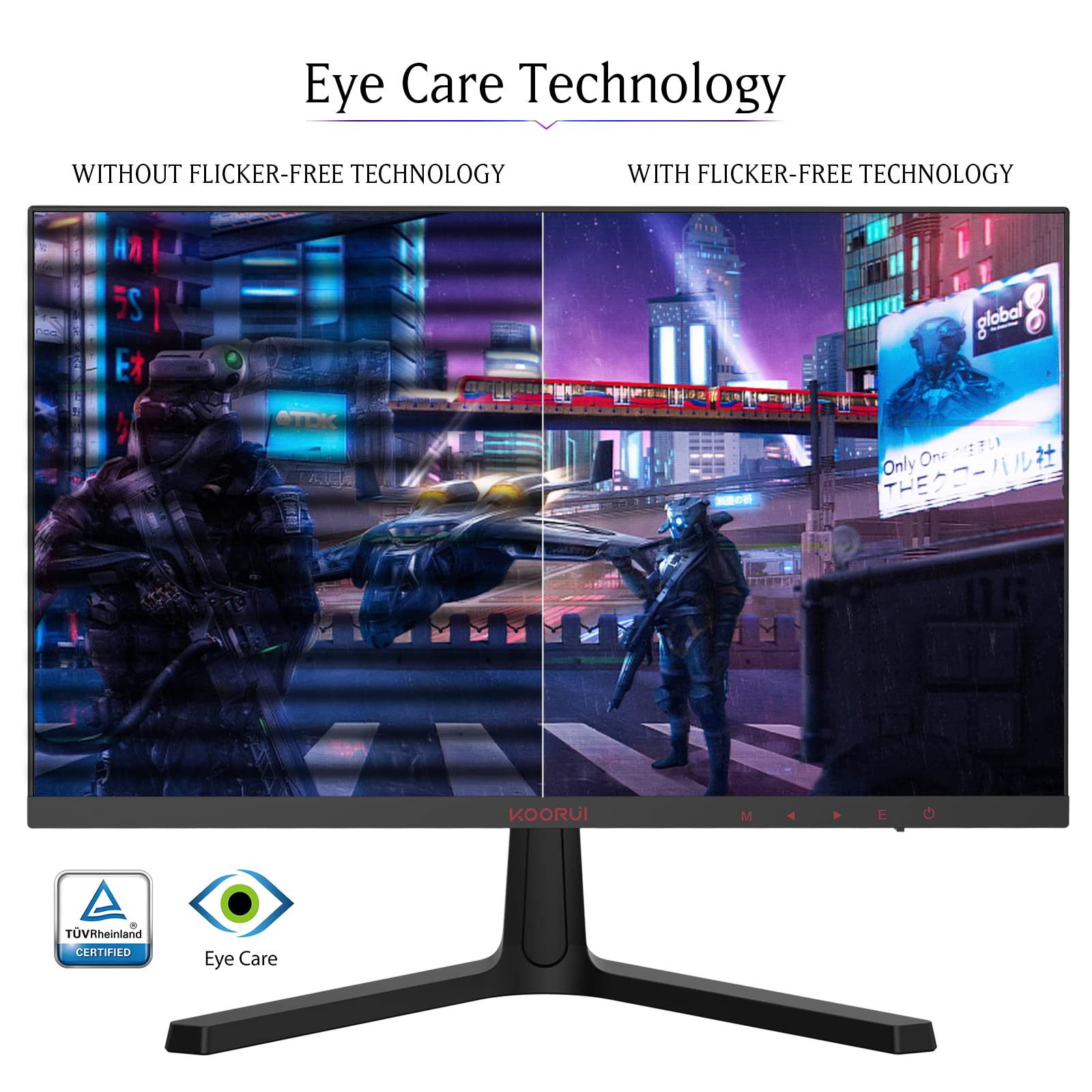 KOORUI 24 Inch FHD 1080P 165Hz Gaming Monitor with 1ms Response Time, AdaptiveSync Technology, Ultra-Thin VA LED Display, Dual HDMI & DP Ports, VESA Mount Compatible, Tilt Adjustable - Ideal for Esports, Home Office & Multimedia Entertainment