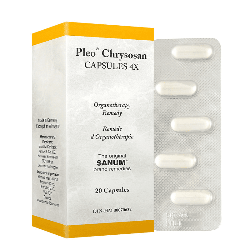 Biomed Pleo Chrysosan 4x 20 Capsules - Immune Support Supplement for Daily Wellness & Detox
