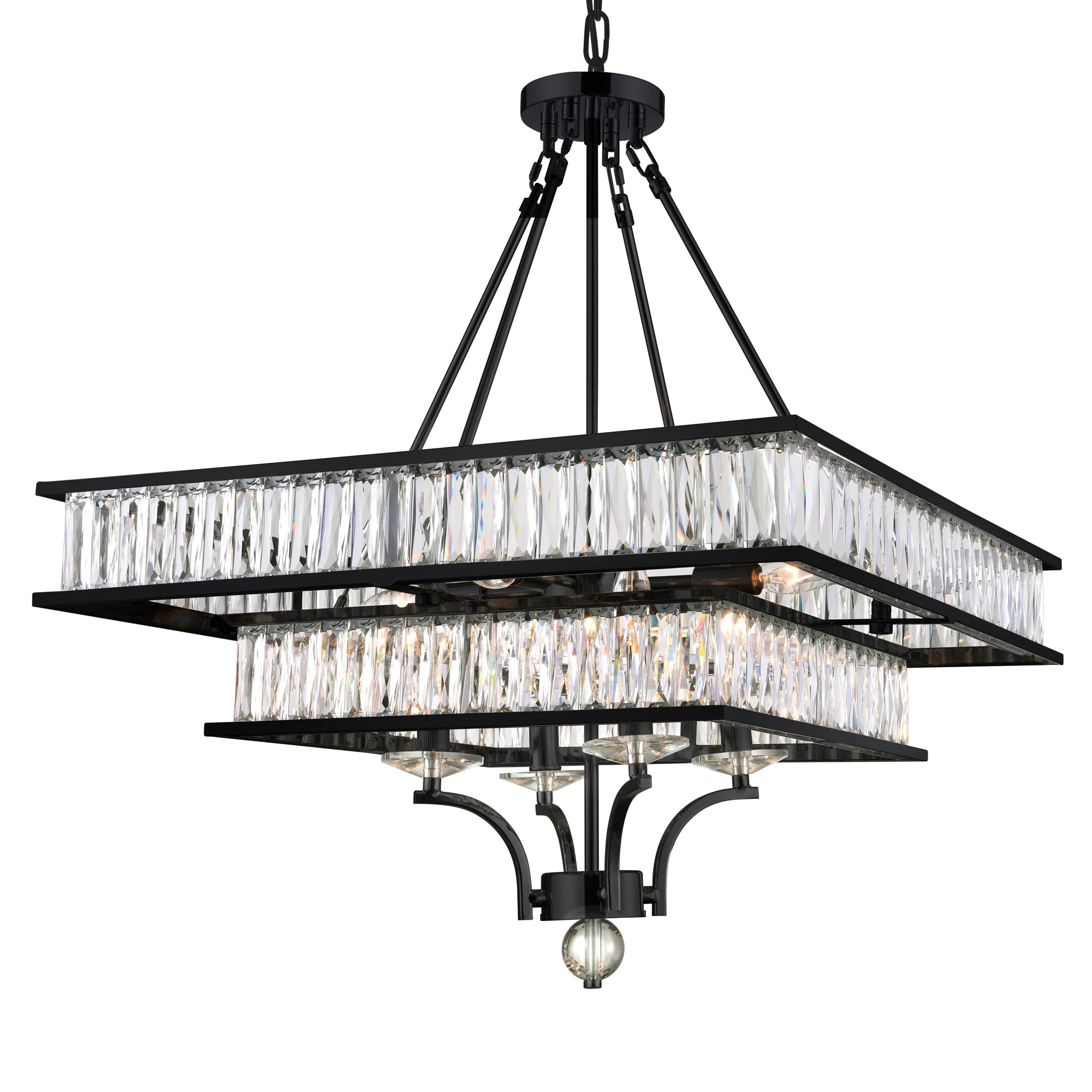 Shalia 8-Light Traditional Black Metal Chandelier - Elegant Dining Room Lighting Fixture for Home Decor & Farmhouse Style Interiors