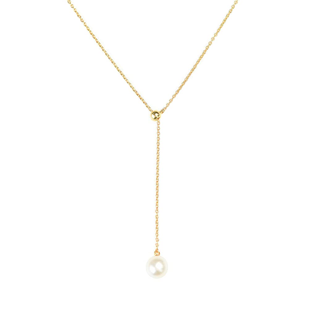 Pearl Lariat Necklace for Women - Elegant Y-Chain with White Pearl for Wedding & Birthday Gifts