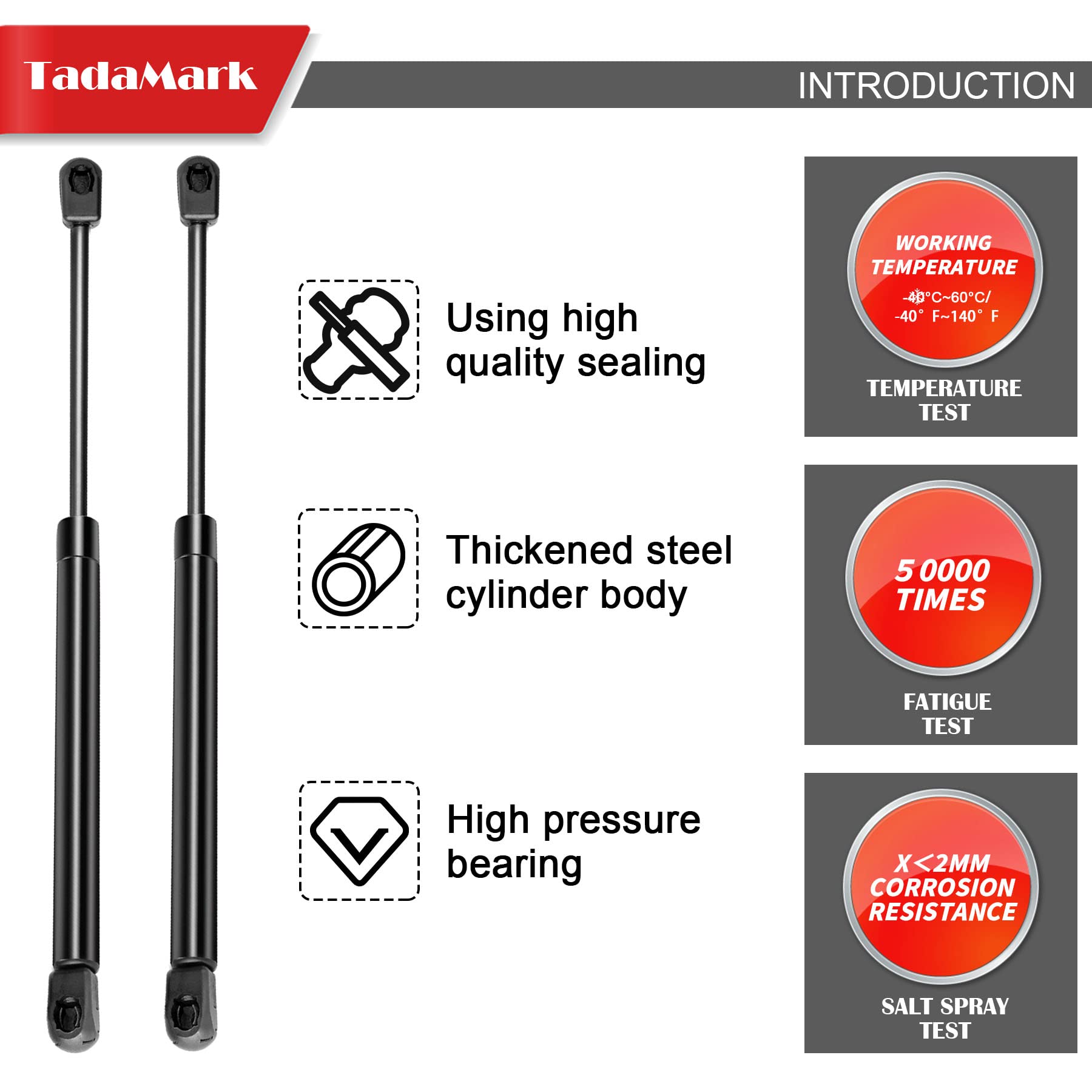 2 Pack 20 Inch 40lb/178N Gas Strut Spring Shock Absorber for RV Doors, Bed Storage, Trap Doors, TV Cabinets & Camper Shell Rear Windows - Heavy Duty Lift Support (Part C1608316) - Perfect for Smooth Opening & Closing of Storage Compartments