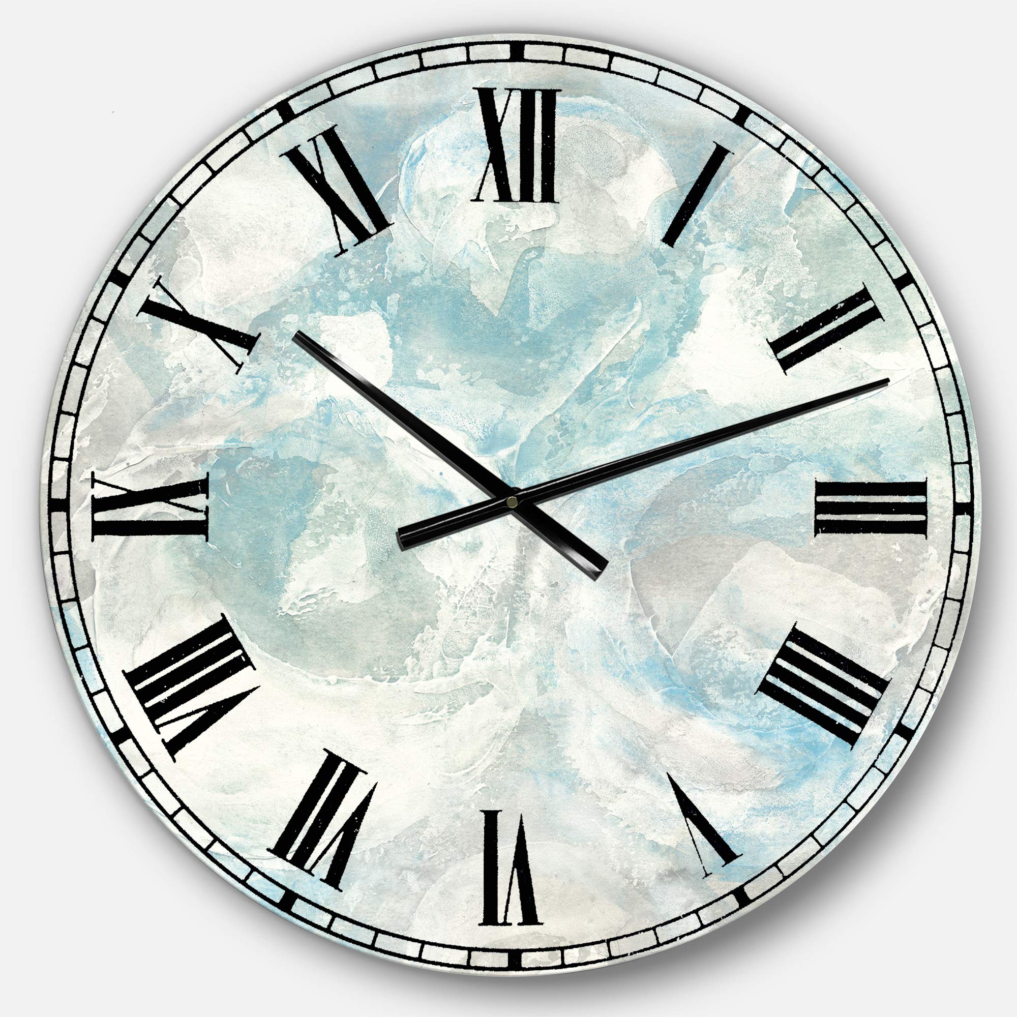 Designart Pale Blue Shade III Nautical Coastal Round Wall Clock - Metal Circular Home Decor for Living Room, Bedroom & Office | Perfect for Beach House, Coastal Theme & Modern Interior Design