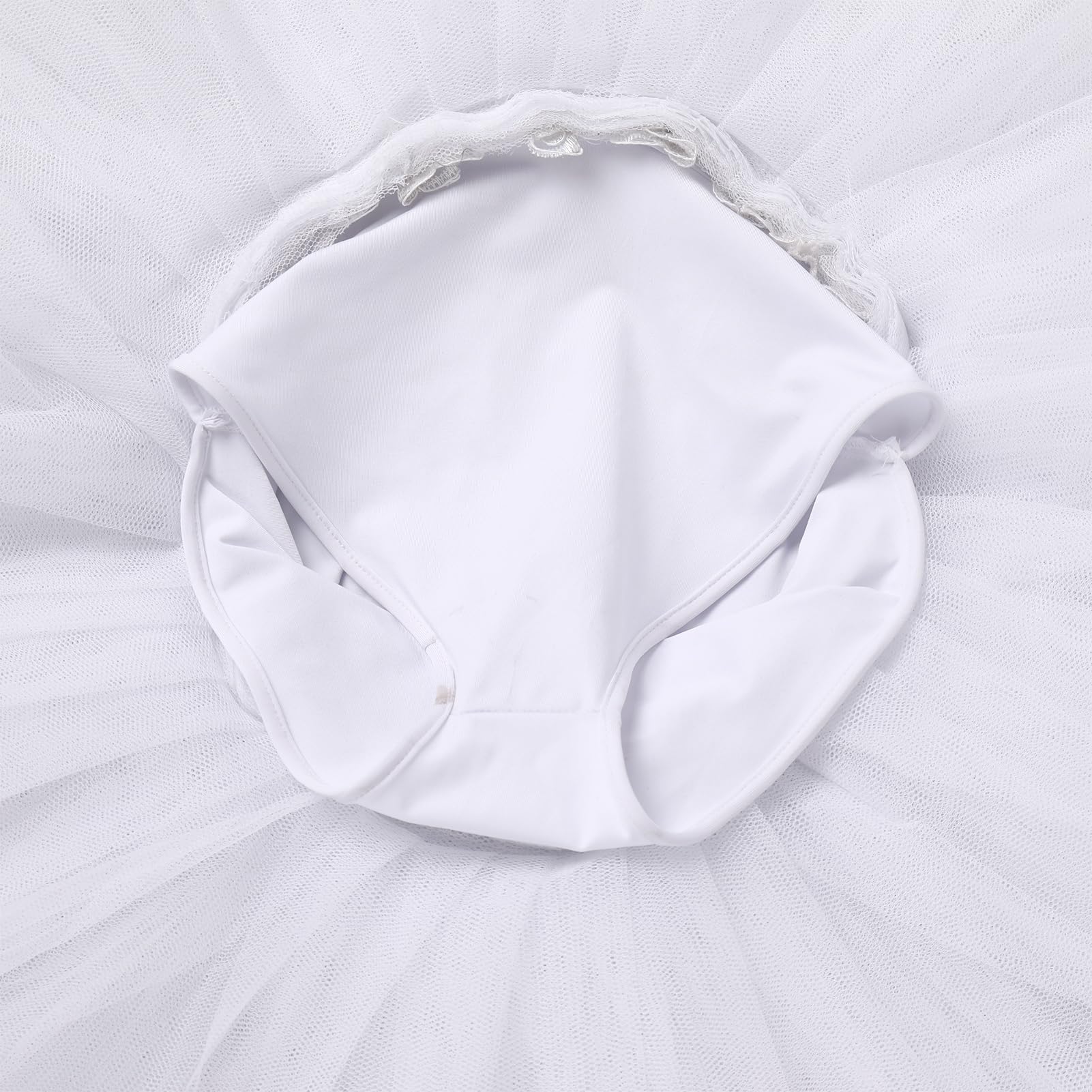 IBAKOM Women's Swan Lake Ballet Costume - Floral Lace Platter Tutu Leotard with Pancake Skirt for Ballerina Dance Performance & Recital
