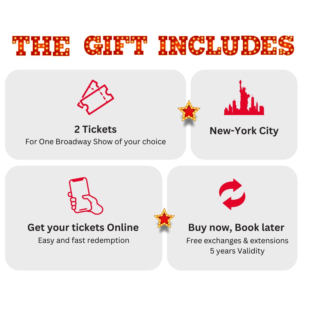WONDERBOX Broadway Show Experience Gift – 2 Tickets to Any Broadway Musical of Your Choice – Fast Online Booking – Perfect Gift for Theater Lovers – Best for Birthdays, Anniversaries & Special Occasions