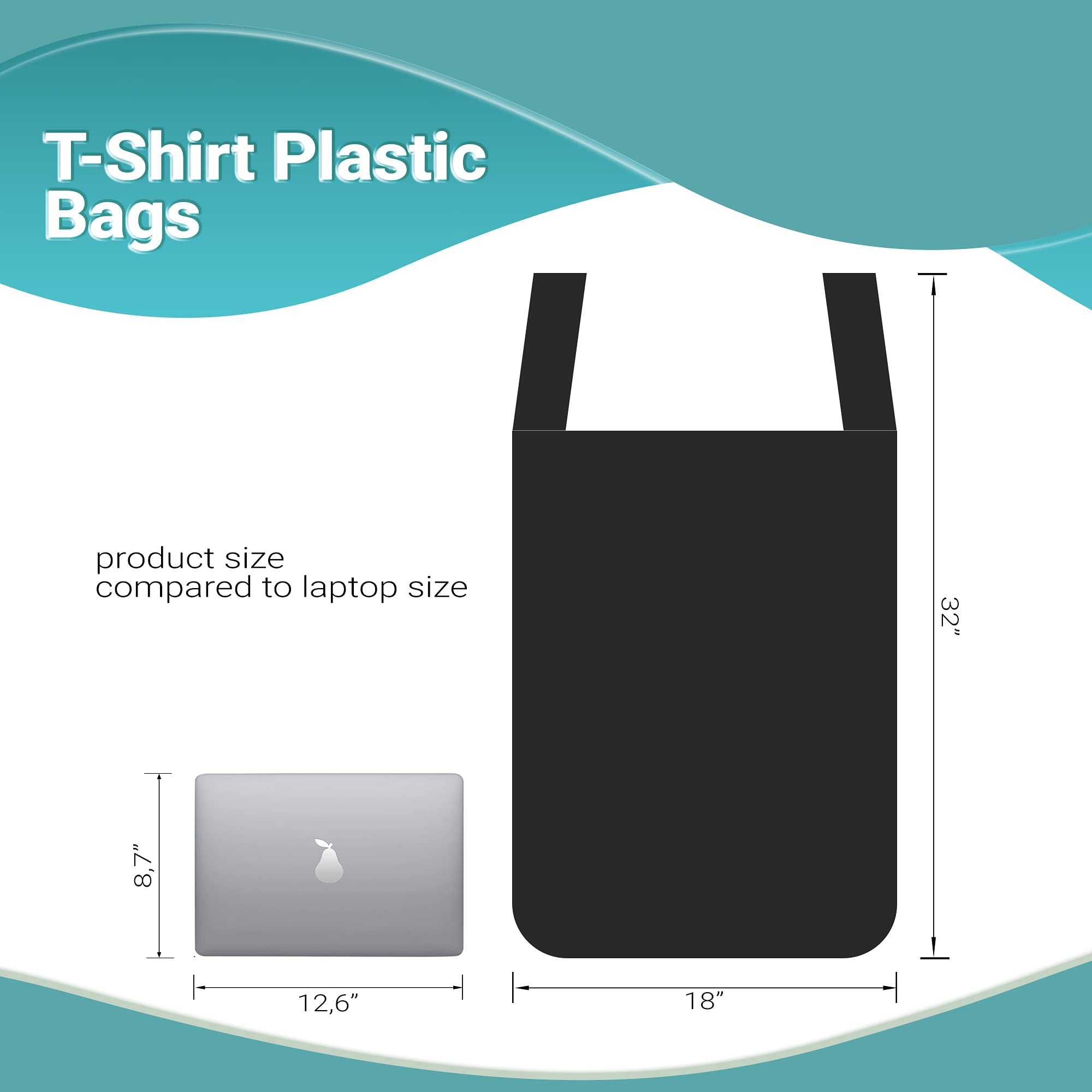 APQ 400 Pack Thank You Plastic Bags 18x8x32 Inches - 18 Micron Thick Black T-Shirt Carry Out Bags | Durable Preprinted Retail Shopping Bags for Stores, Restaurants & Clothing Boutiques | Perfect for Gift Packaging, Takeout Orders & Customer Purchases