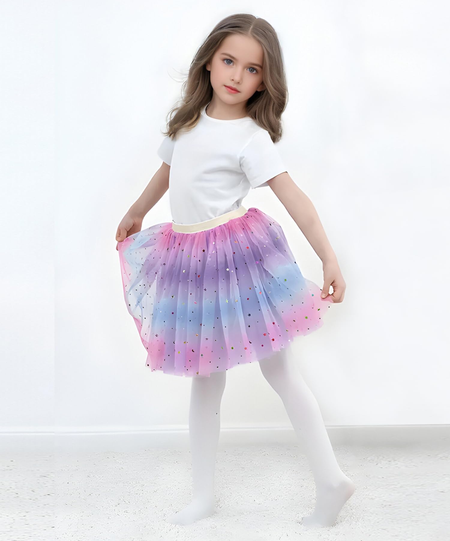 Jastore Girls Layered Rainbow Tutu Skirt - Fluffy Ruffle Dance Dress for Ballet, Party & Performance - Toddler to Kids Clubwear Costume for Birthday, Recital & Photo Shoots