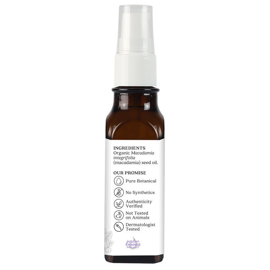 Organic Macadamia Nut Oil Spray 1 oz (30ml) - Lightweight Hair & Skin Moisturizer for Dryness & Frizz Control - Perfect for Hair Care, Massage & Aromatherapy