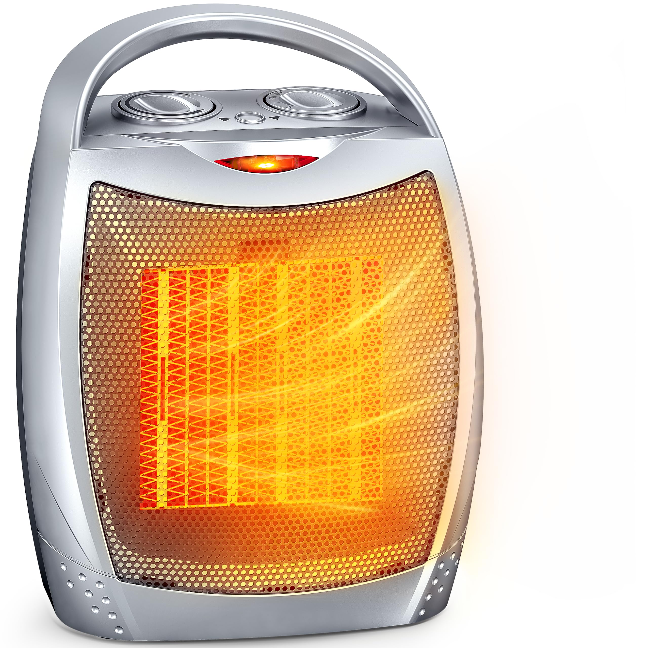 GiveBest 1500W/750W Portable Electric Space Heater with Adjustable Thermostat - Quiet Ceramic Heater Fan for Office, Bedroom & Indoor Use - Fast Heating up to 200 sq ft - Silver (Perfect for Home, Office Desk & Small Spaces)