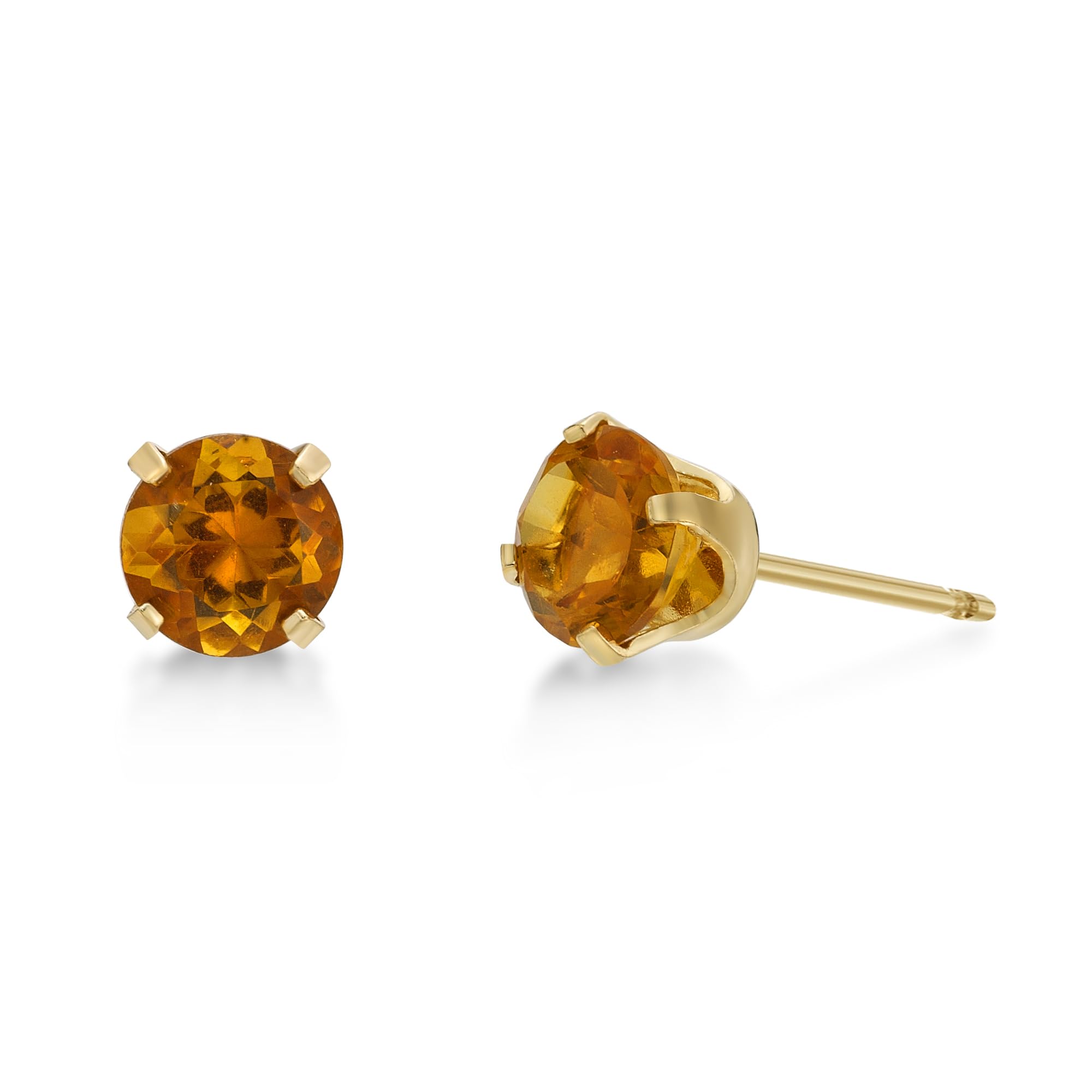 Natural Gemstone Round Stud Earrings for Women - 14k Yellow/White Gold Push Back 5mm Birthstone Jewelry by Lavari Jewelers | Perfect Gift for Birthday, Anniversary & Everyday Elegance