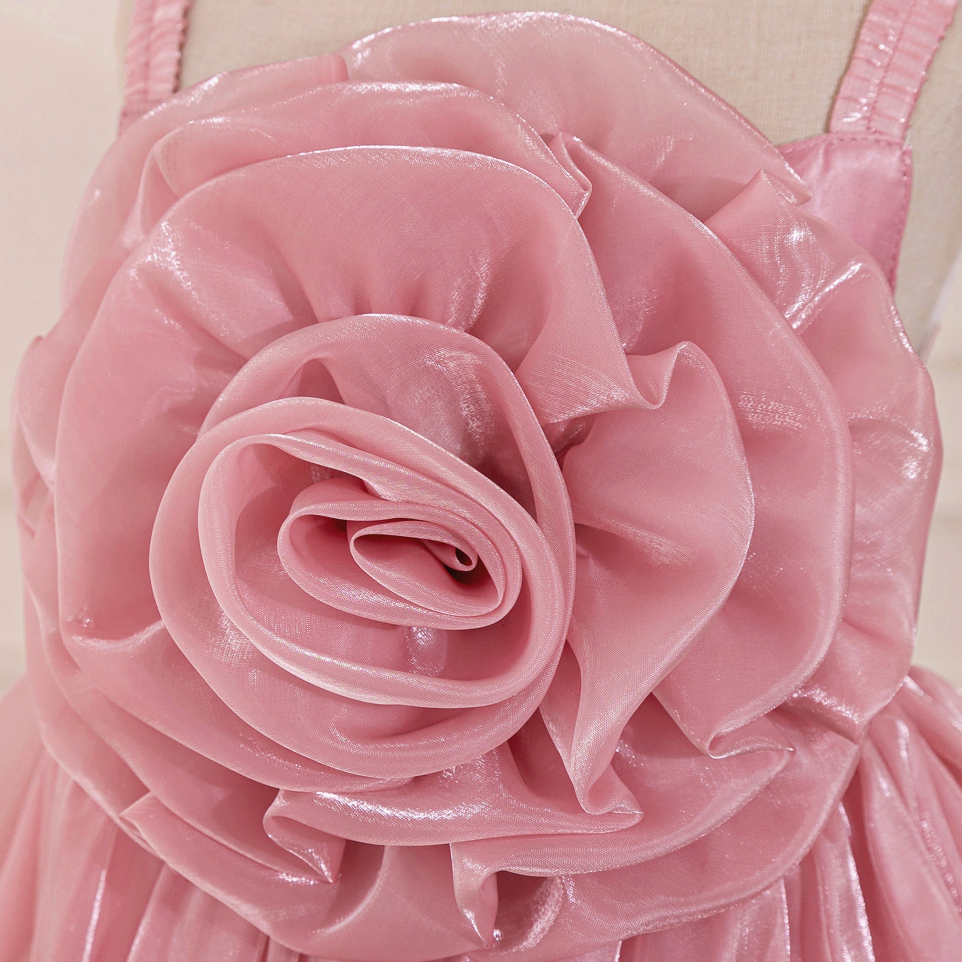 Elegant Princess Chiffon Organza Flower Girl Dress with Cascading Ruffles - Perfect for Weddings, Baptisms & Special Occasions