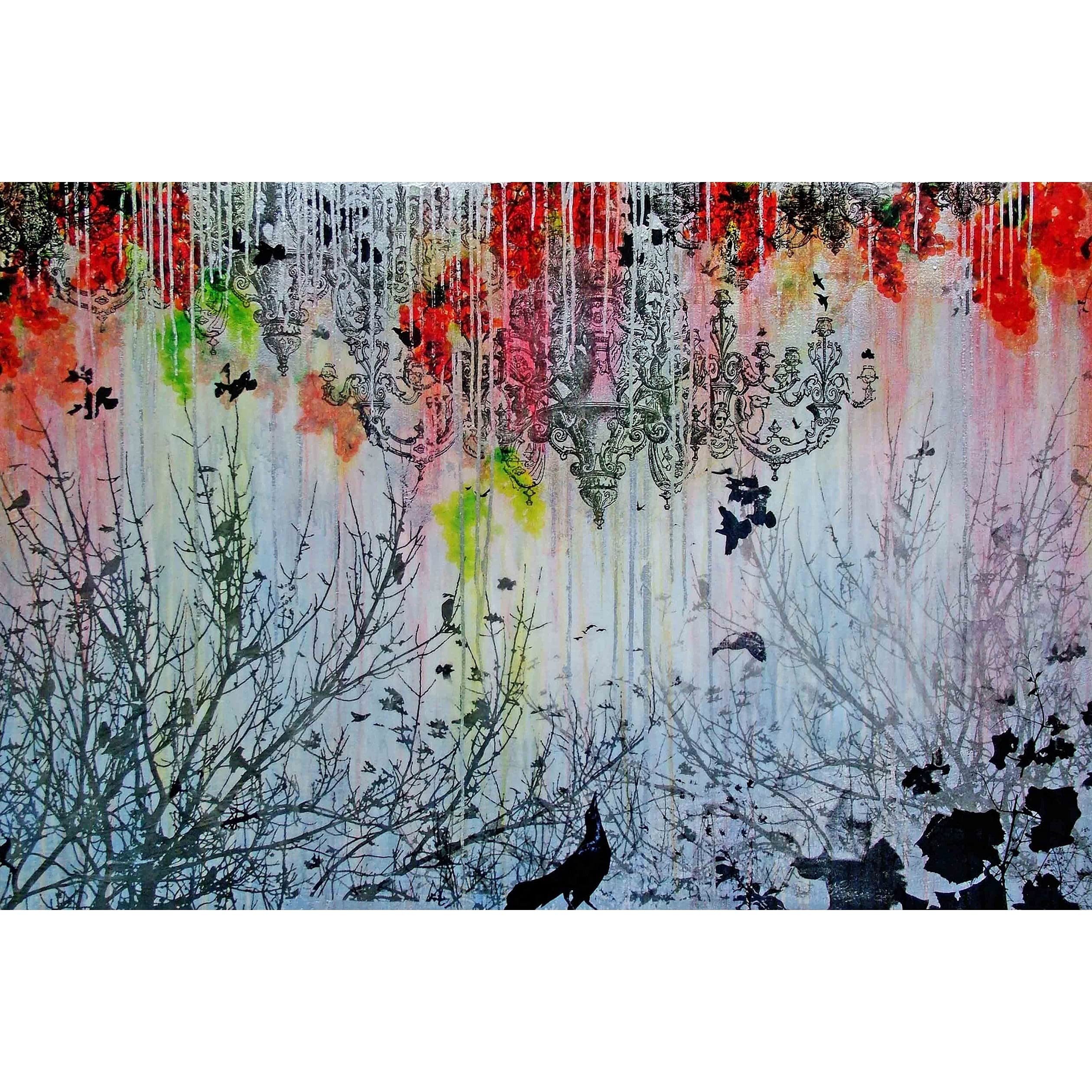 MARMONT HILL - Handmade Mystery of Life Canvas Art Black 45 x 30 - Modern Wall Decor for Living Room, Bedroom & Office