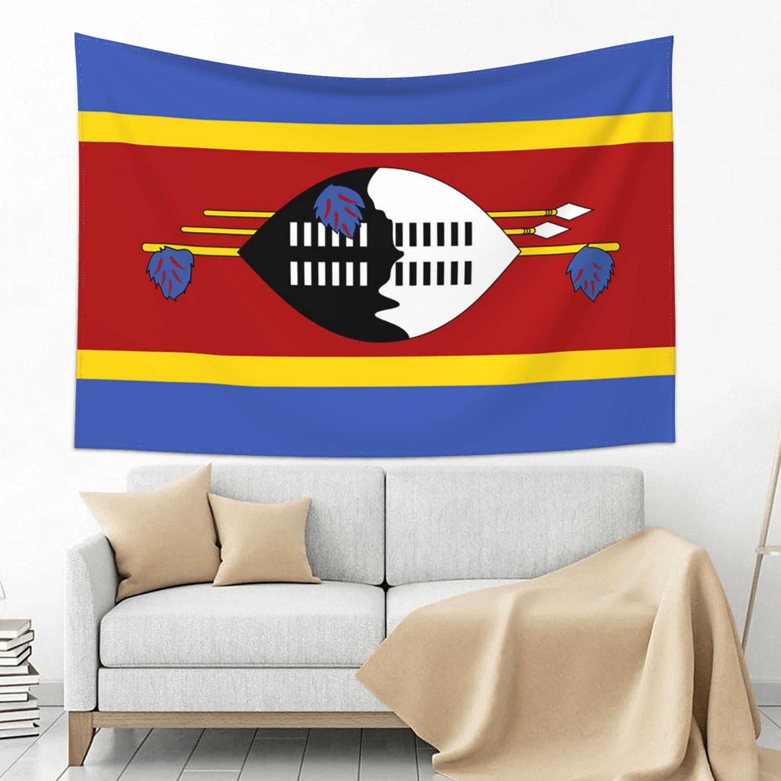 Swaziland Flag Wall Tapestry - 60x40 Inch African Home Decor for Living Room, Bedroom & Dorm | Window Curtain & Picnic Blanket | Perfect for Cultural Displays, Parties & Outdoor Events