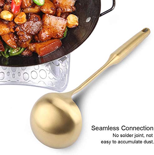 Premium Stainless Steel Soup Ladle with Comfortable Grip - 12 Inch Large Kitchen Cooking Spoon for Soup, Stew, Pasta & Sauce - Durable Gold Soup Ladle for Restaurants & Home Kitchens