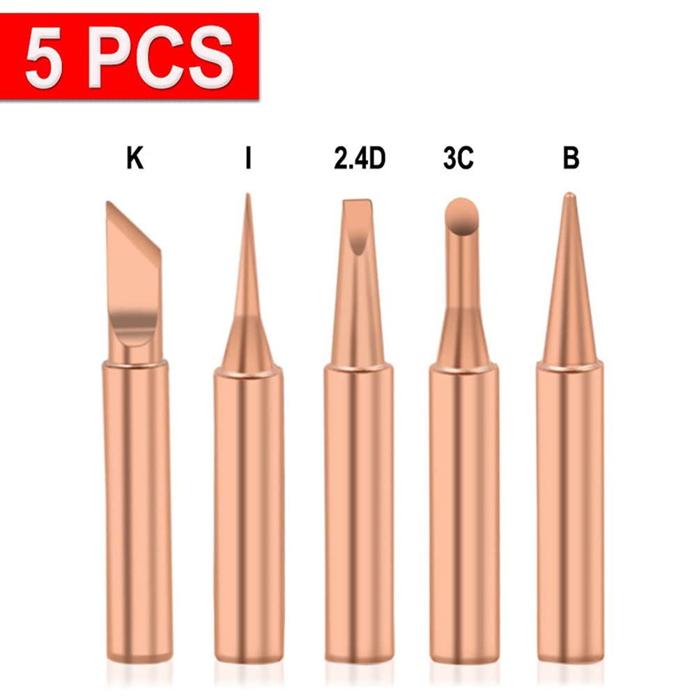 5pcs/Set 900M-T Pure Copper Soldering Iron Tips - Lead-Free Welding Heads for Electronics Repair, DIY Projects & PCB Soldering - High Heat Resistance & Durable Soldering Tools