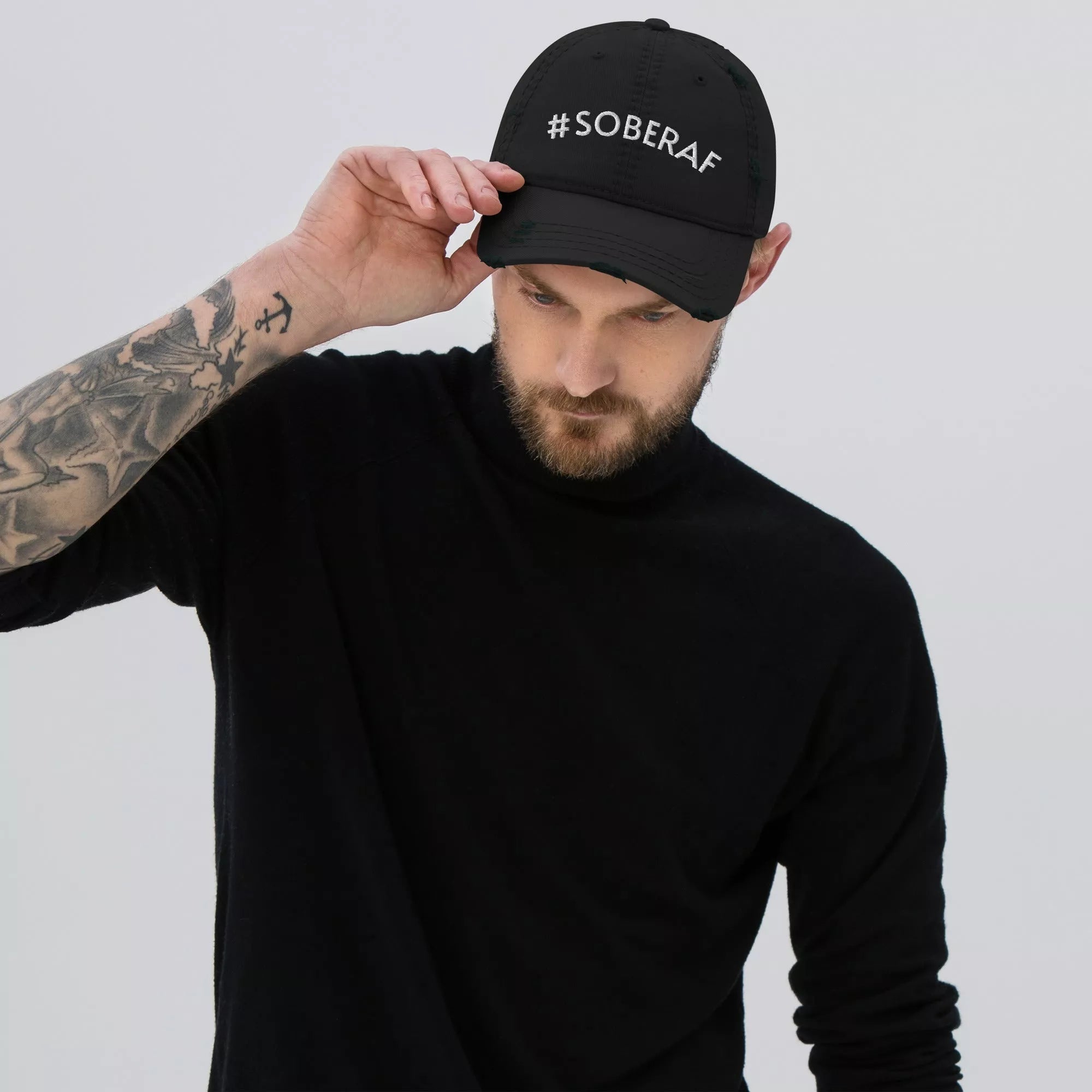 #SOBERAF Embroidered Distressed Dad Hat - Vintage Baseball Cap for Men & Women - Fashionable Adjustable Snapback for Casual Wear, Outdoor Activities & Street Style