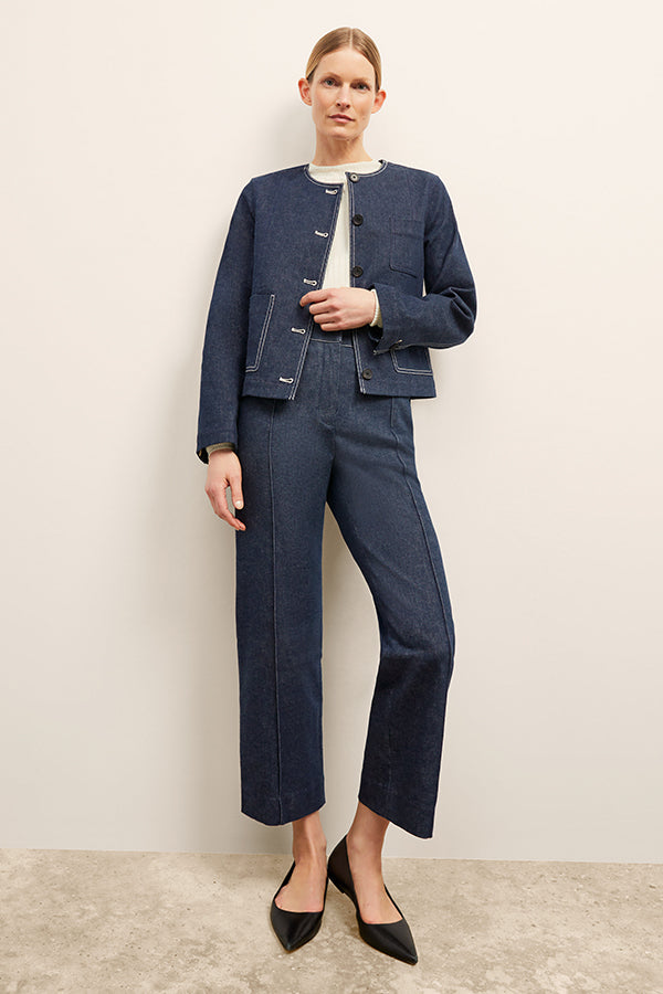 Christy Pant Stretch Denim Suiting - Dark Wash Jeans for Women | Comfortable Office Wear & Casual Outfits