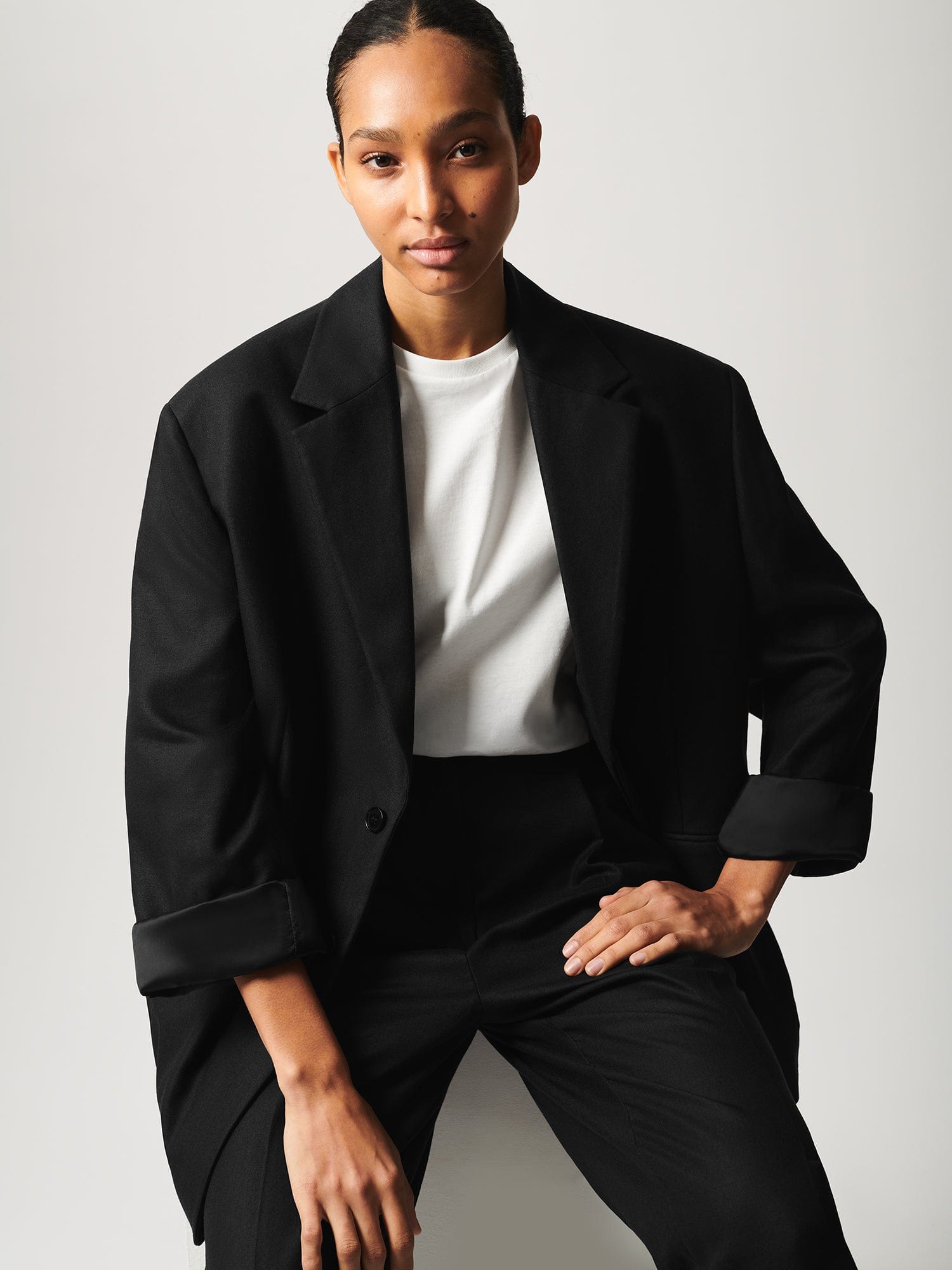 Women's DNA FrutFiber Oversized Blazer - Black | Trendy Plus Size Workwear & Casual Office Jacket for Women