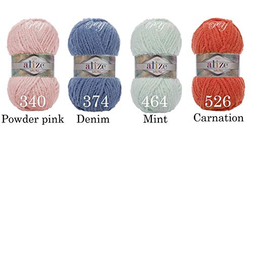 Alize Softy Plus Acrylic Knitting Yarn - 9 Balls (9 skn) for Baby Clothes & Accessories | Ultra Soft Baby Yarn for Knitting, Crochet, Blankets & DIY Crafts
