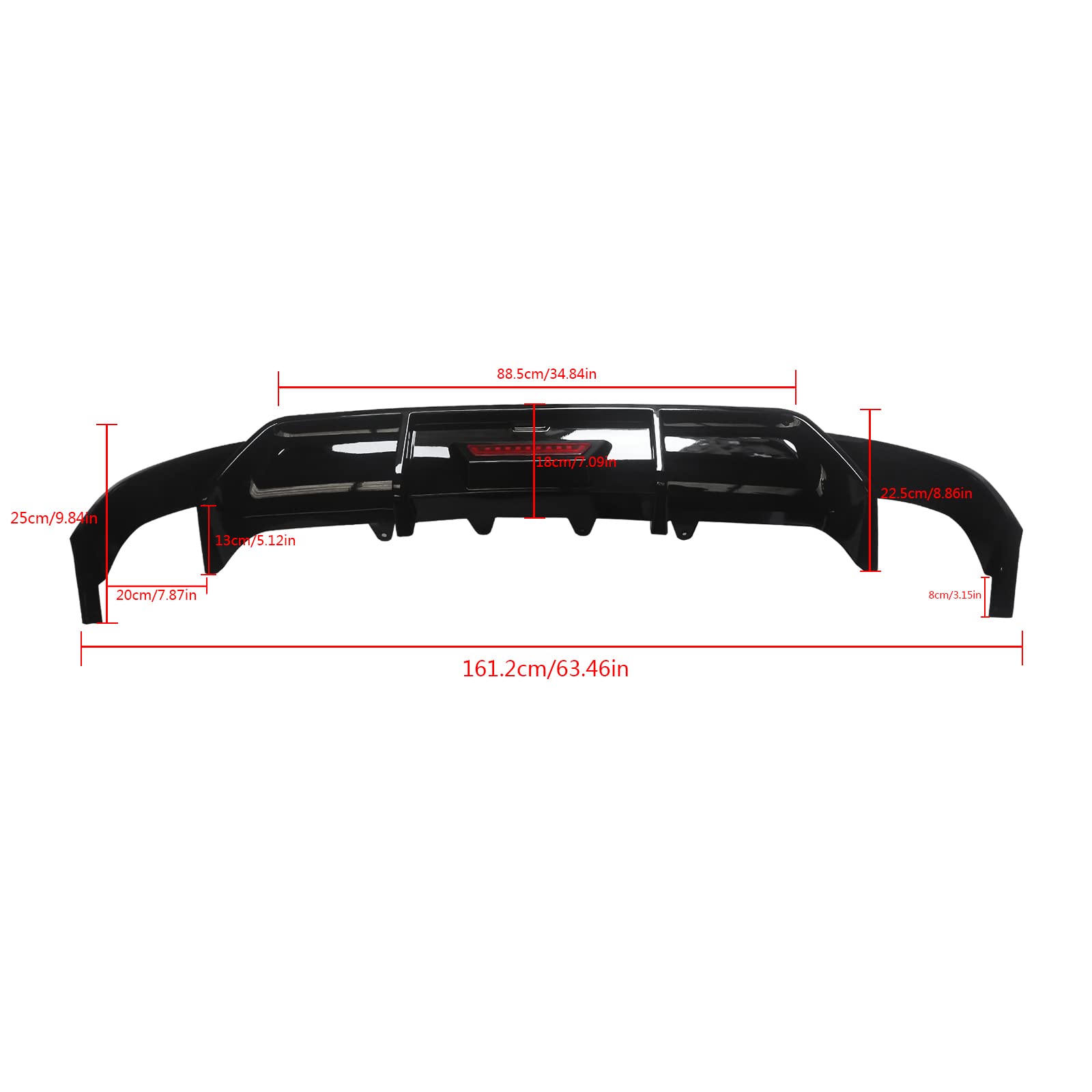NINTE Gloss Black Rear Diffuser with LED Brake Light for 2018-2024 Toyota Camry - Rear Bumper Lip Spoiler for Enhanced Style & Night Visibility - Perfect for Car Enthusiasts & Street Racing