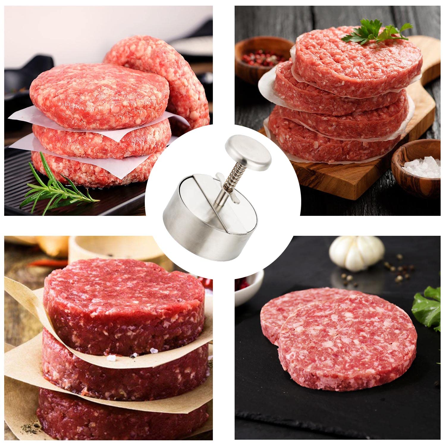 Stainless Steel Burger Press - Hamburger Patty Maker for Grill & Griddle | Perfect for BBQ, Picnics & Home Cooking