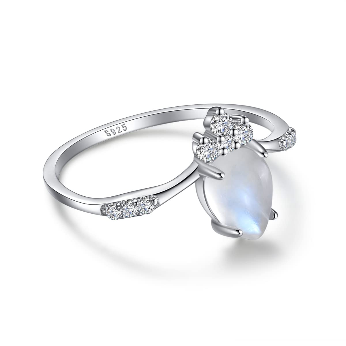 Moonstone Ring Sterling Silver - Teardrop Moonstone Jewelry for Women | Dainty Minimalist Statement Band | Handmade Boho Chic Jewelry | Spiritual Healing Crystal | Zodiac Gemstone Gift for Her | Perfect Birthday & Anniversary Present | Ideal for Office Wear, Date Nights & Everyday Elegance | Great for Meditation, Yoga & Spiritual Practices | Gift for Girlfriend, Wife, Mom & Special Occasions