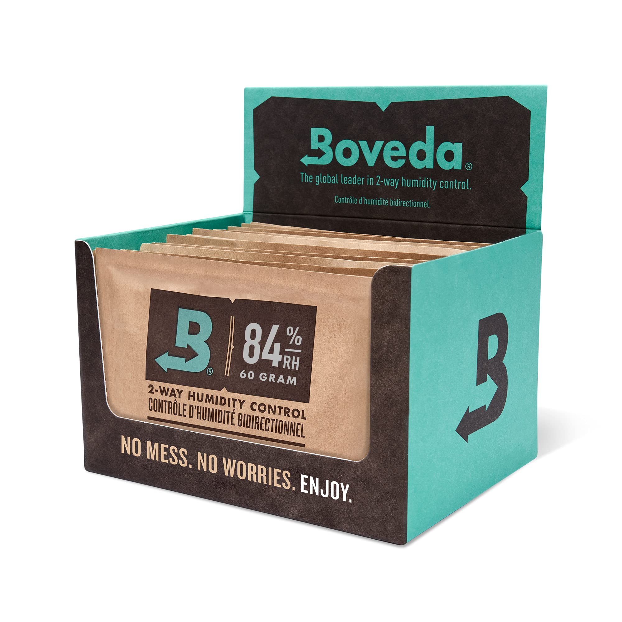 Boveda 84% RH Two-Way Humidity Control Packs for Wood Humidifier Boxes - Size 60 (12 Pack) - Perfect for Cigar Humidors, Guitar Cases & Instrument Storage - Individually Wrapped Seasoning Packets