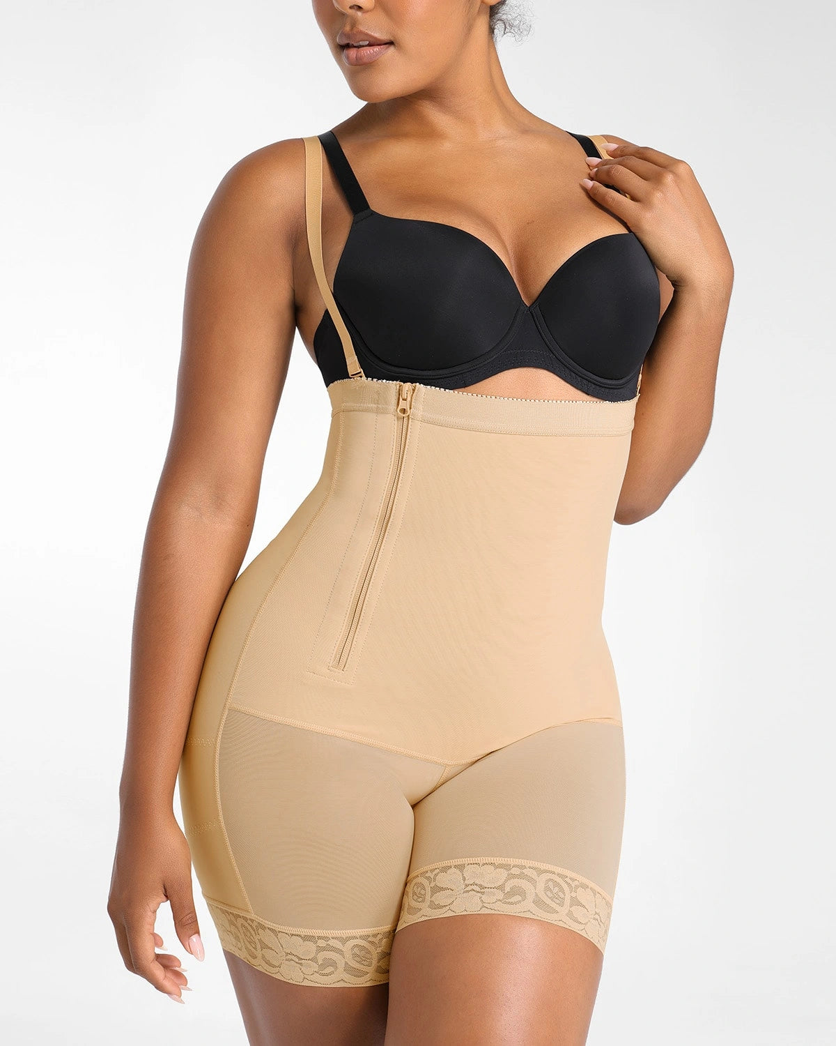 AirSlim® Plus Curve Side Zipper Shorts for Women - High Waist Slimming Workout Running Yoga Shorts with Pockets - Perfect for Gym, Jogging & Lounge Wear