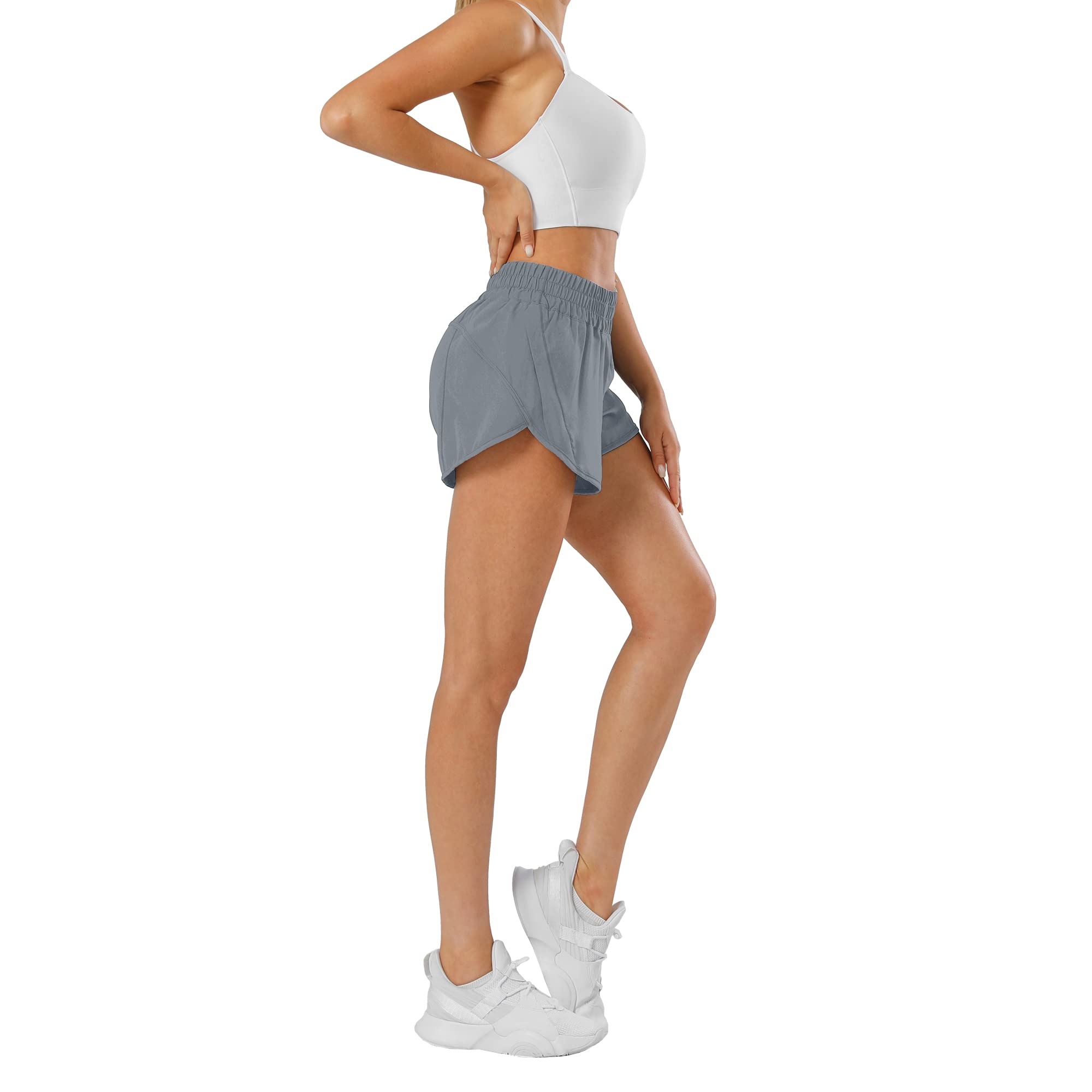 Aurefin Women's Quick Dry Workout Shorts - Athletic Running Shorts with Elastic Waist & Zip Pockets for Gym, Yoga, Hiking & Outdoor Activities