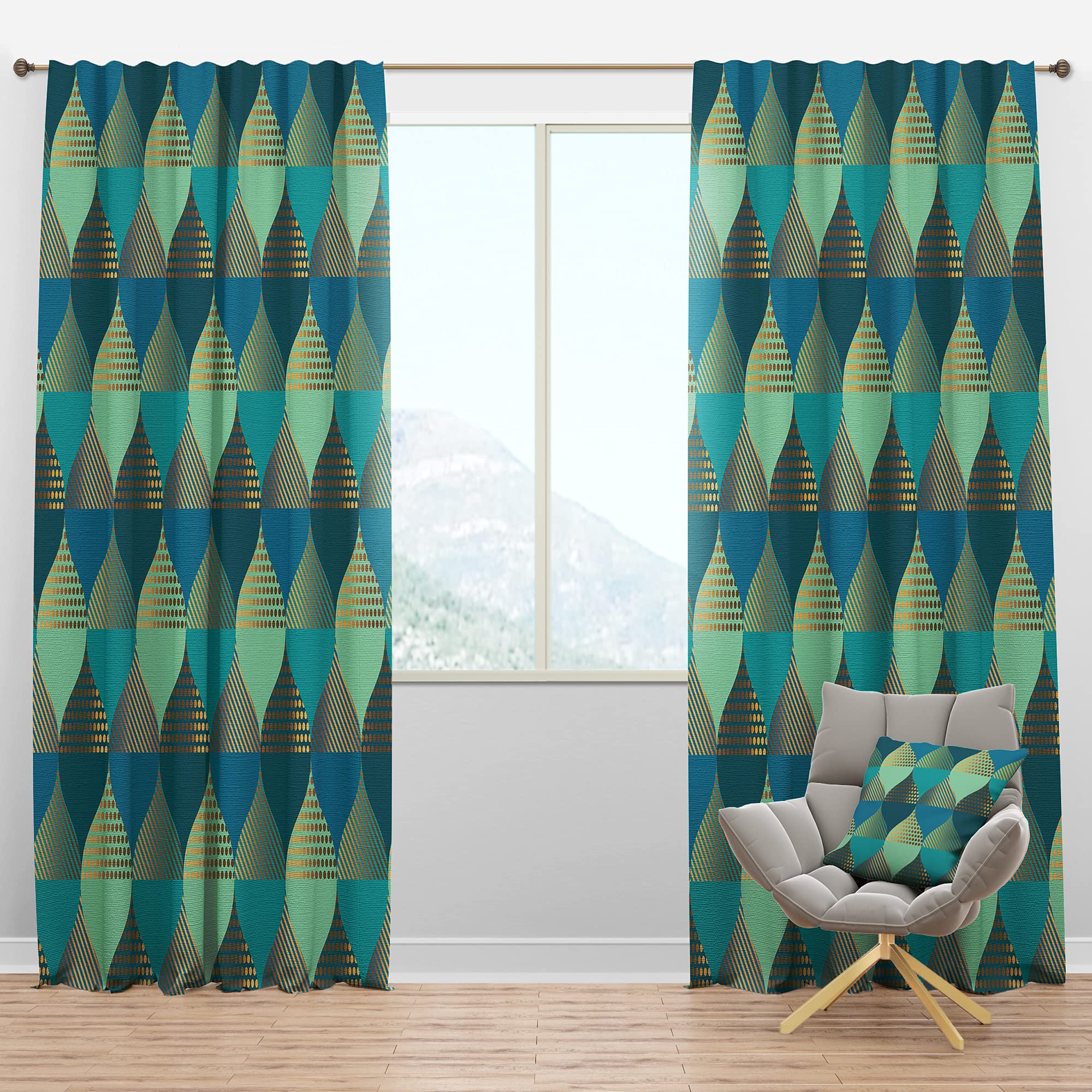 DesignQ Blackout Curtains - Luxury Retro Drops I Thermal Insulated Single Panel (52x90 inches) for Bedroom & Living Room - Noise Reducing & Energy Saving Window Treatments for Home Decor