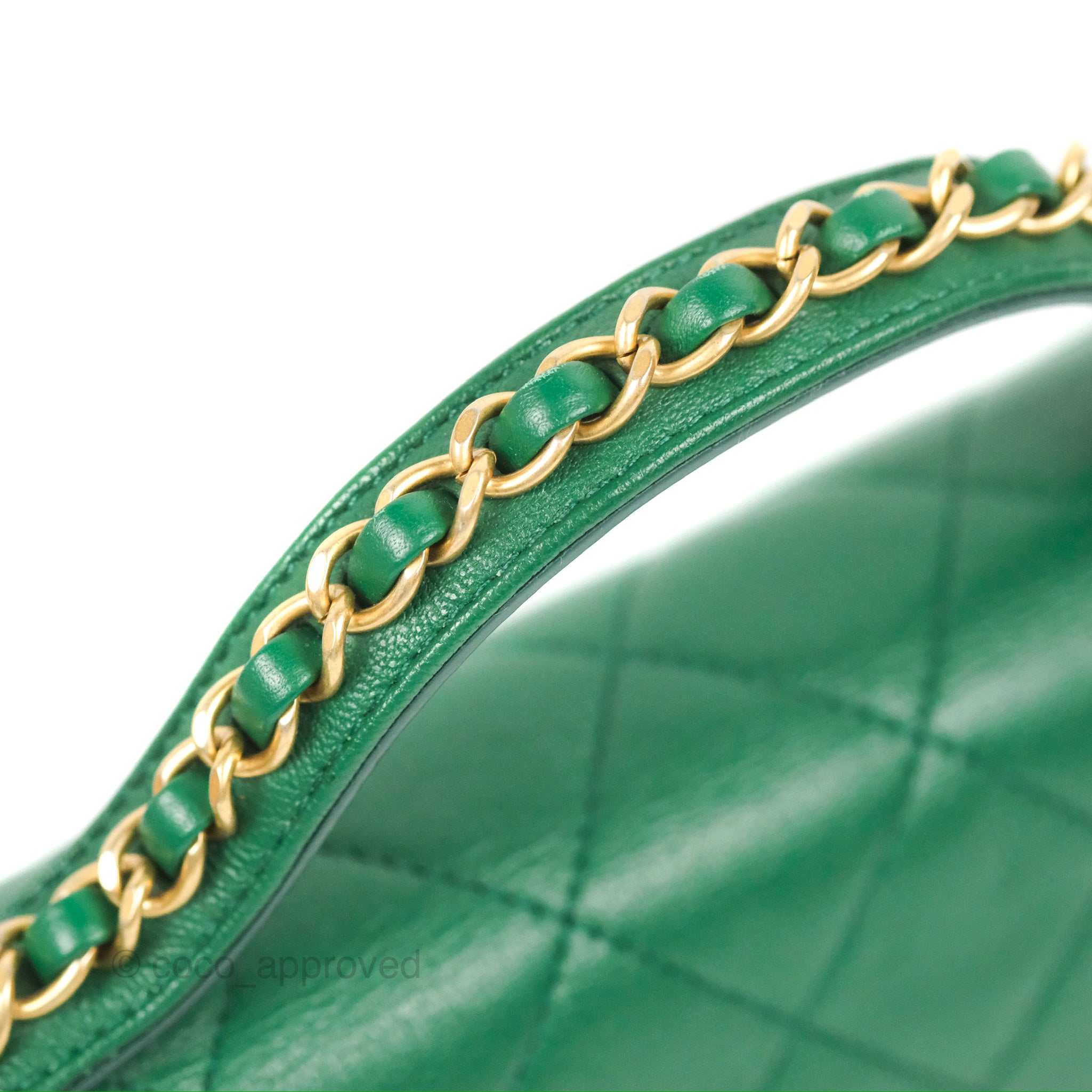 Chanel Chain Infinity Top Handle Bag - Green Lambskin Leather with Aged Gold Hardware - Luxury Crossbody Shoulder Bag for Women, Perfect for Parties, Weddings & Evening Events