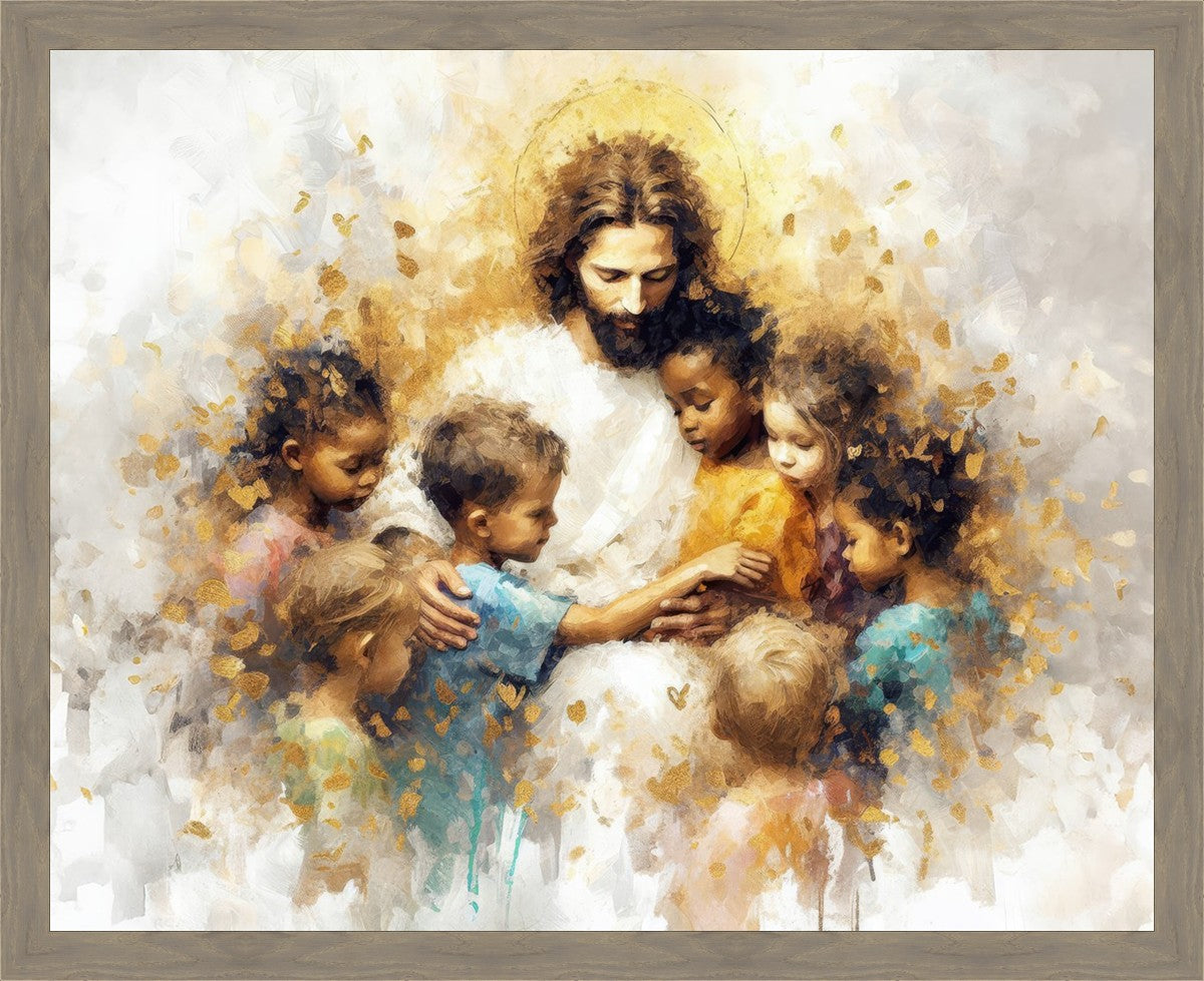 Become Like Little Children - Inspirational Large Wall Art Decor for Nursery, Kids Room & Sunday School - Perfect Christian Gift for Baptism & Baby Showers