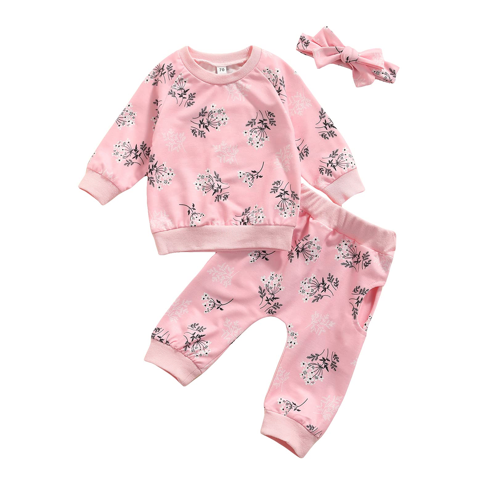 Adorable Newborn Baby Girl Clothes Set - Floral Long Sleeve Sweatshirt & Pants Outfit for Fall & Winter | Soft & Cozy Infant Winter Wear for Photoshoots, Family Gatherings & Daily Outings