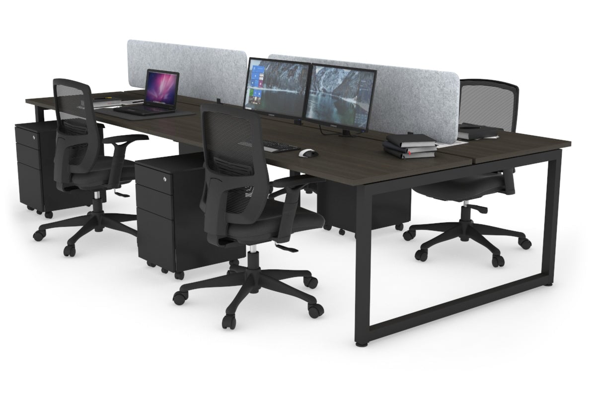 Quadro Loop Legs 4 Person Office Workstation Desk - 1800L x 700W - Modern Collaborative Workspace Solution for Team Projects & Office Meetings