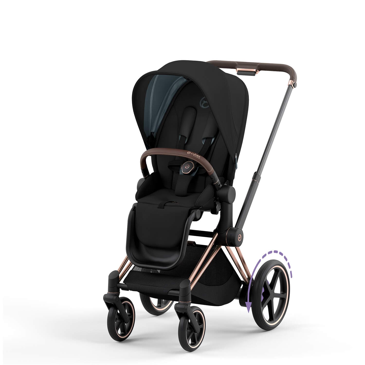 Cybex ePriam 2 Complete Stroller - Rose Gold & Brown Luxury Baby Stroller with All-Wheel Suspension | Perfect for City Walks, Shopping & Travel