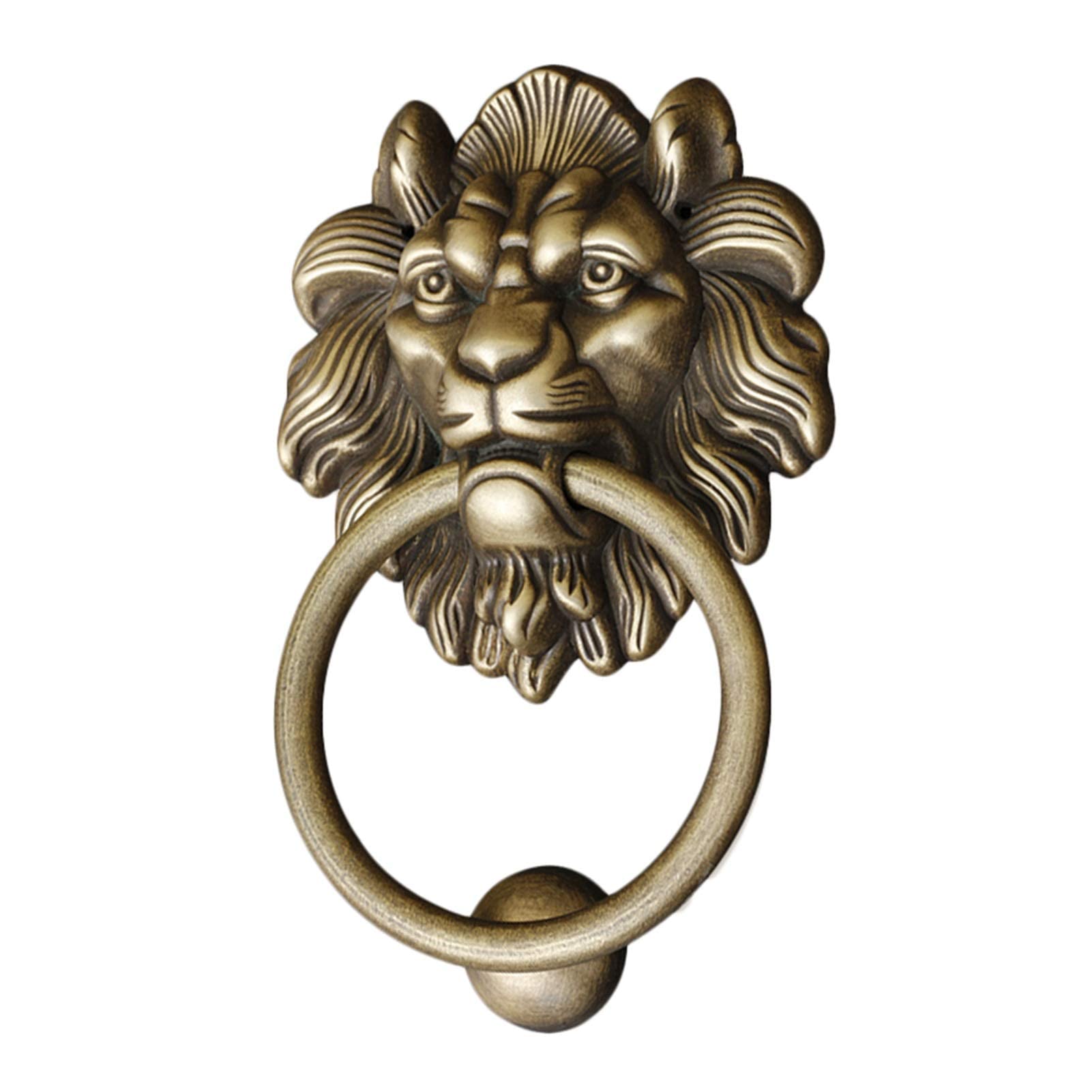 Antique Bronze Lion Head Door Knocker - Solid Brass Gate Handle with Fierce Lion Pull Ring - Classic Home Decor for Townhomes, Cabinets & Pharmacies (10cm/3.93INCH) - Perfect for Vintage Style Doors, Garden Gates & Traditional Entryways