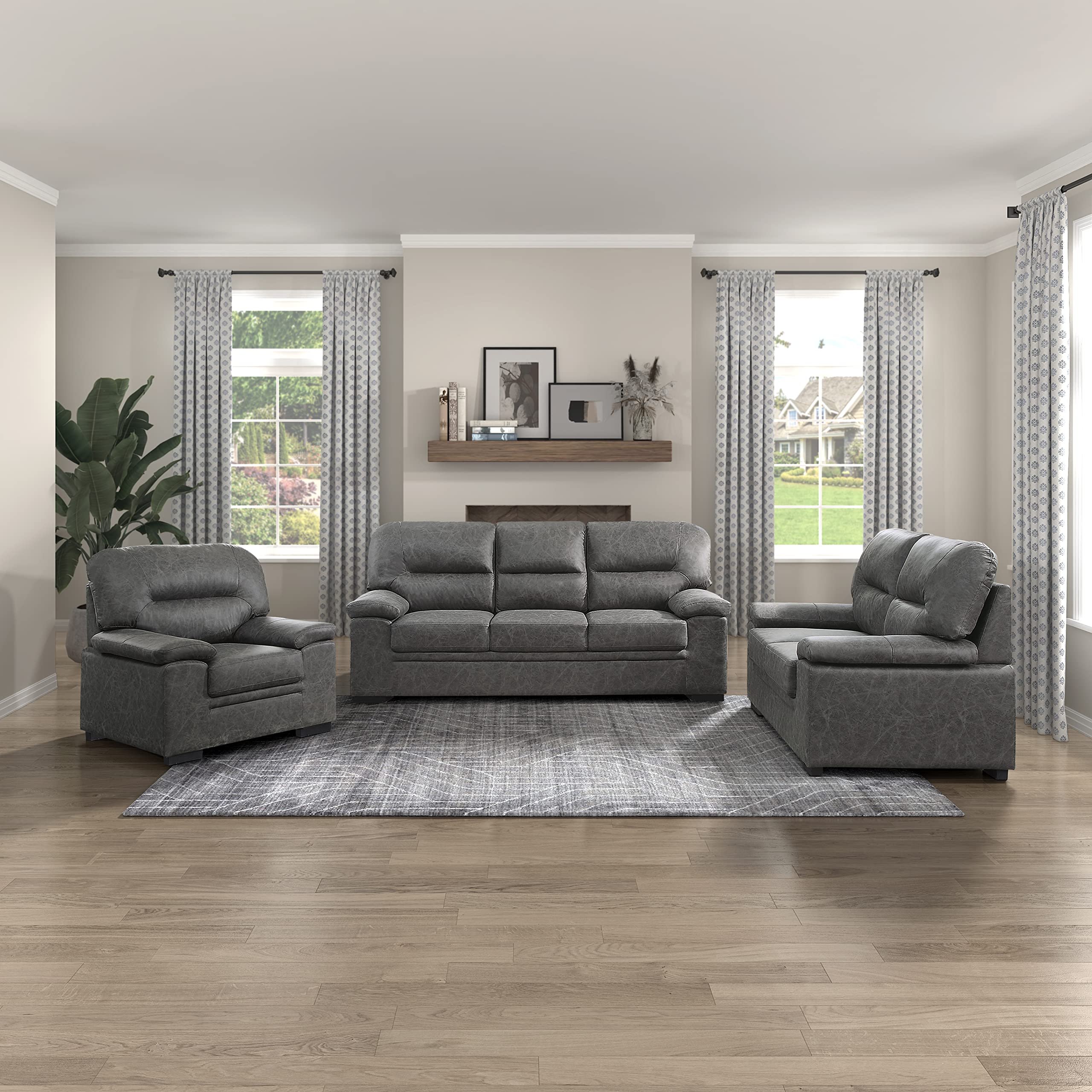 Lexicon EOLA Modern Living Room Sofa - Dark Gray Fabric Couch for Small Spaces, Comfortable & Stylish - Perfect for Apartments, Condos, and Cozy Homes
