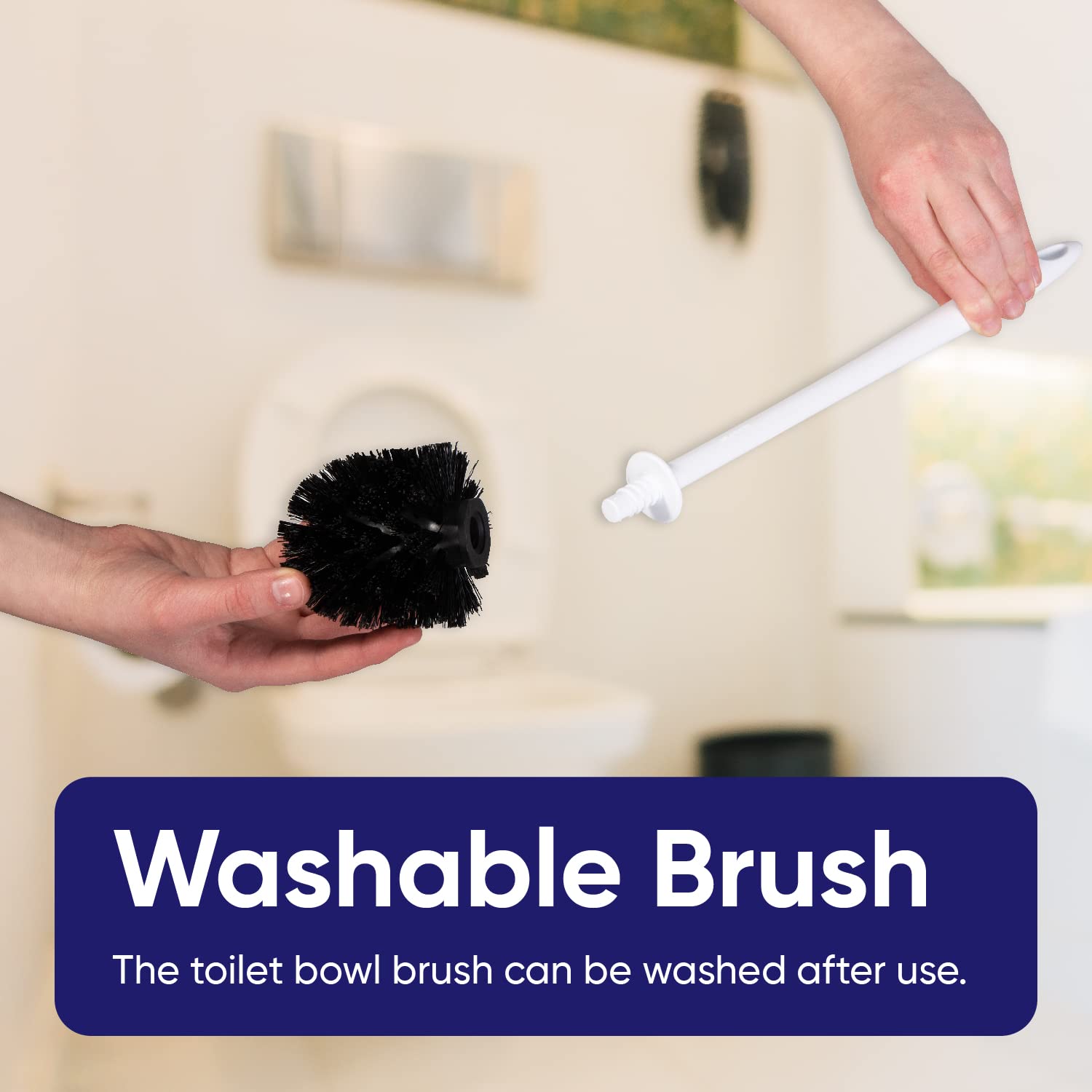 White Toilet Brush and Holder Set - Scrubbing Wand with Storage Caddy for Easy Bathroom Cleaning | Bathroom Essentials, Toilet Bowl Cleaner, Home Cleaning Supplies (Perfect for Bathrooms, Kitchens, RVs & Camping)