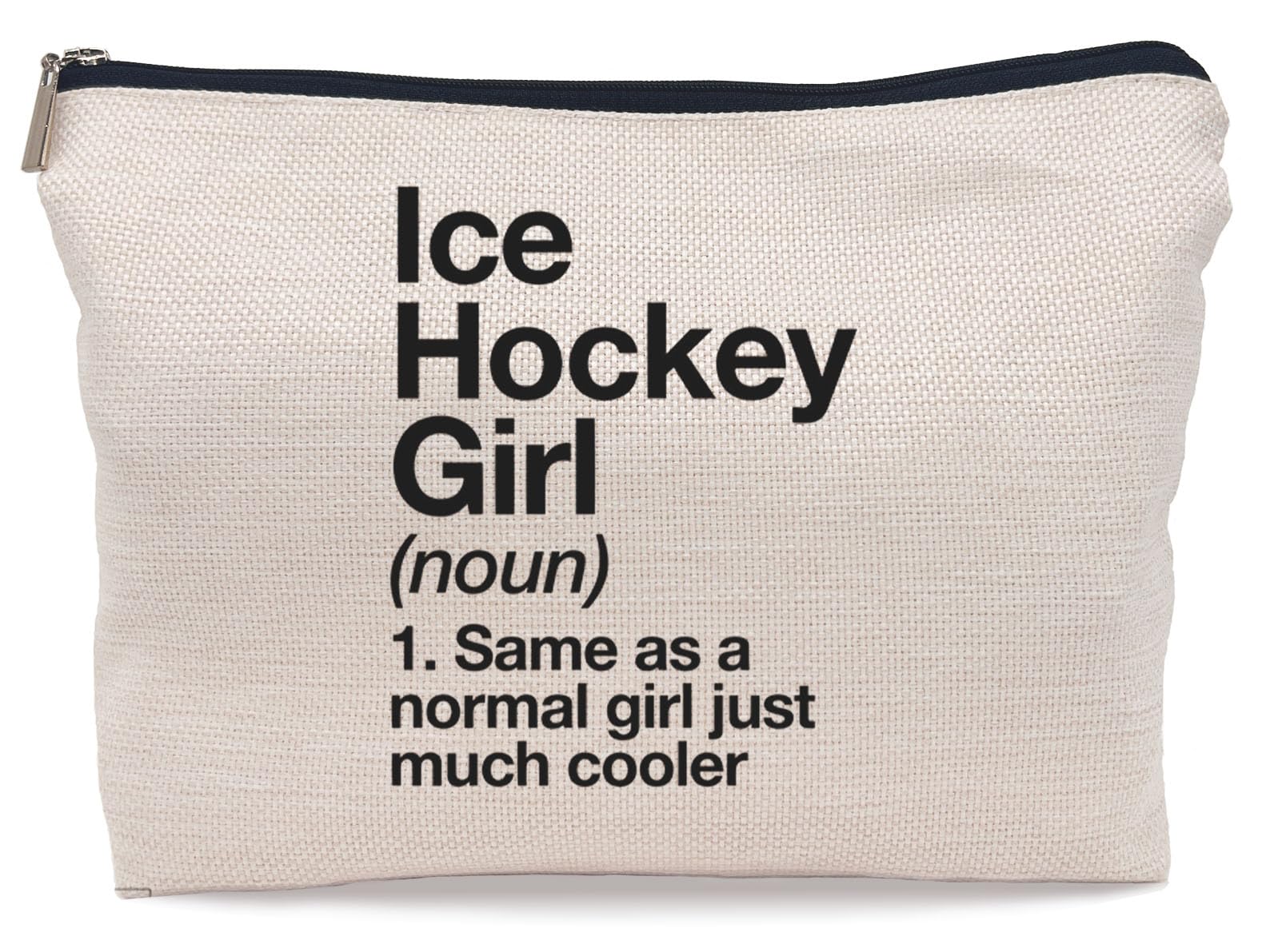 Inspirational Ice Hockey Quote Makeup Bag - Sports Themed Cosmetic Pouch for Women & Girls - Perfect Travel Toiletry Case & Gift for Female Hockey Players - Great for Games, Practice & Team Travel