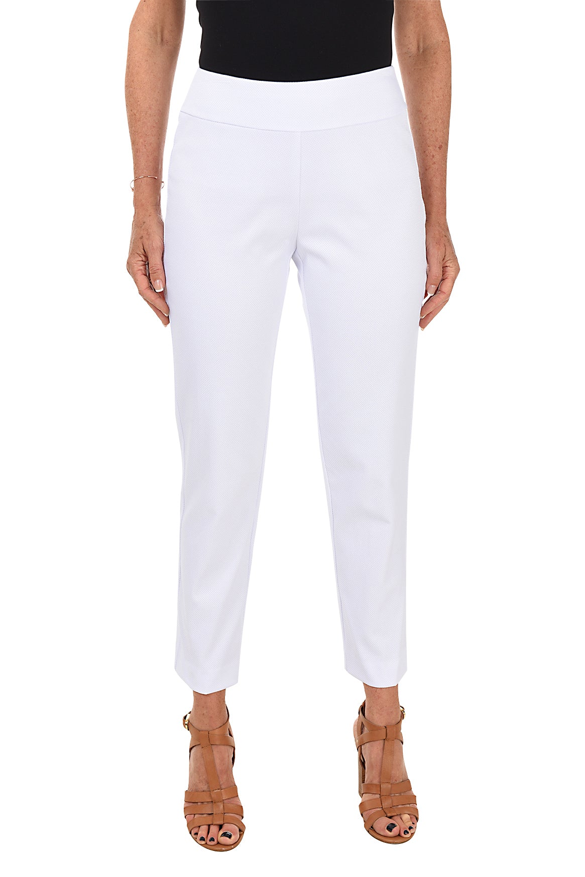 Breathable Textured Pique Pull-On Ankle Pants for Women - Comfortable Stretch Yoga Pants for Workout, Lounge & Travel