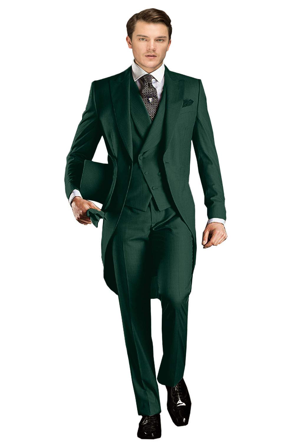 Wemaliyzd Men's 3-Piece Tuxedo Suit - Classic Fit Double Breasted Vest & Pants Set | Formal Wedding, Prom, Black Tie Event Attire