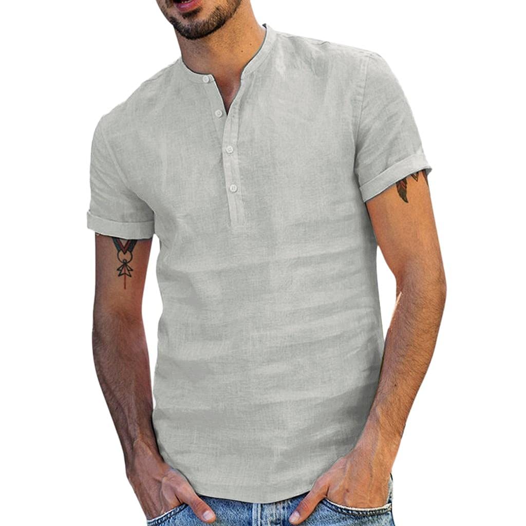 Men's Fishing Shirts - Lightweight Cotton Linen Short Sleeve Hawaiian Button-Down Shirt for Casual Wear, Beach Vacation & Outdoor Activities | Breathable Summer Tops for Fishing, Travel & Relaxation