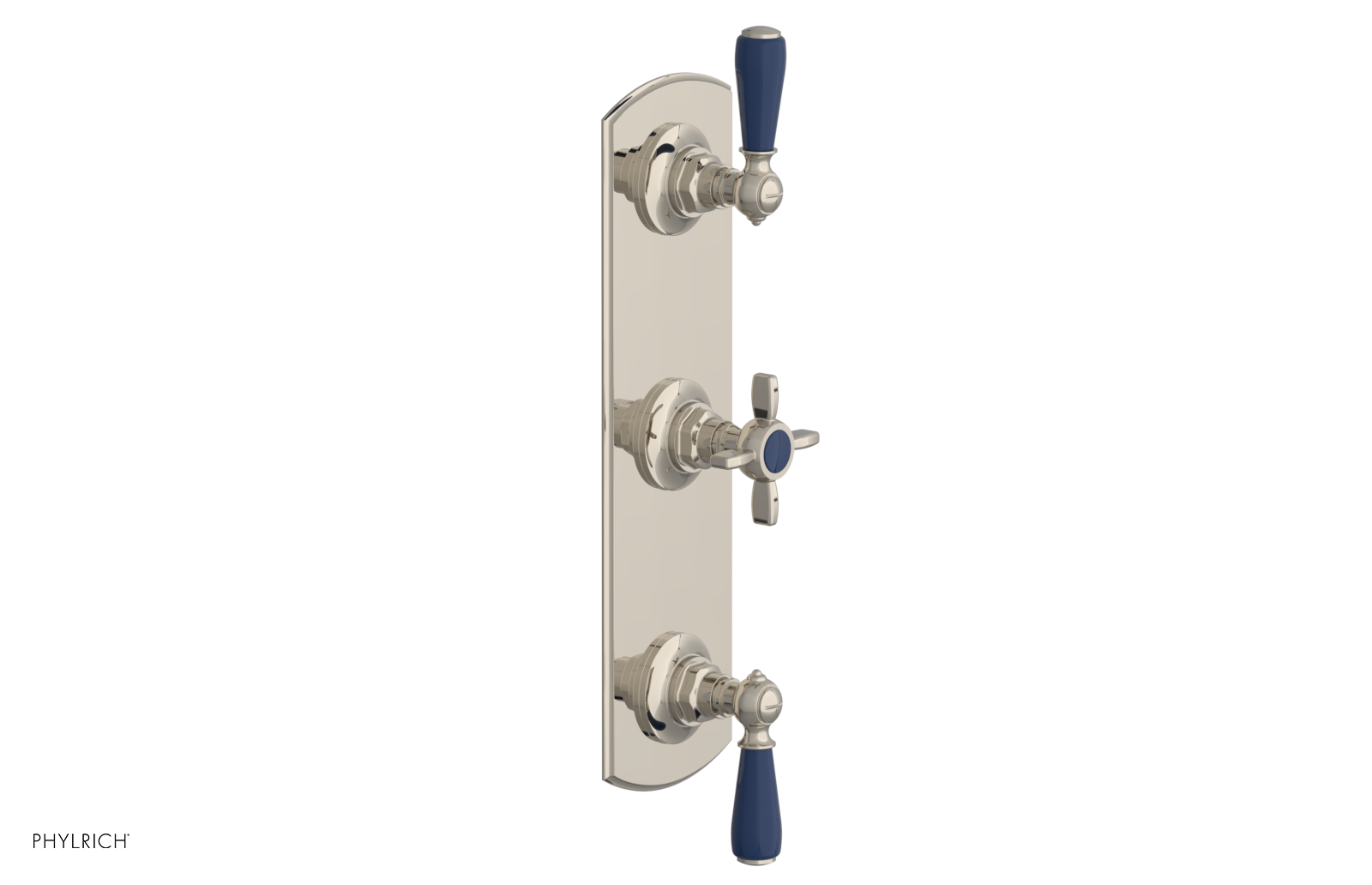 Jamestown Thermostatic Shower Valve with Dual Volume Control - Navy Blue Accents (Model 4-740) for Modern Bathroom & Spa Experience