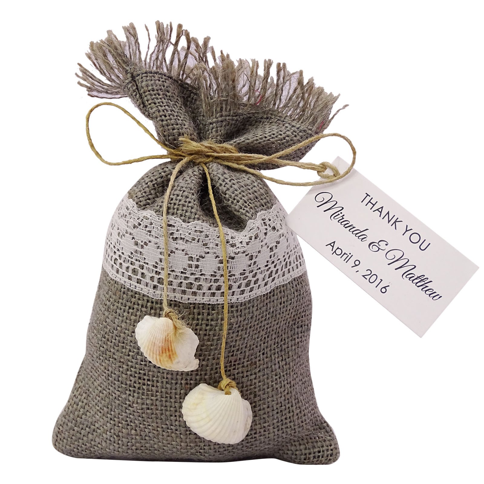 20 Pack Rustic Jute Drawstring Pouches 4